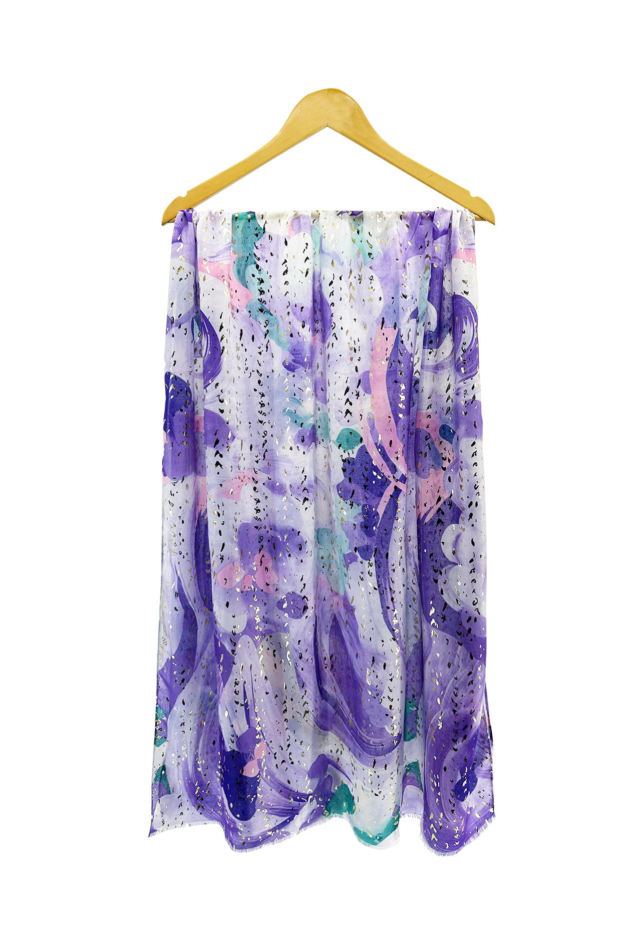 SF24110-058 Abstract Watercolour Print Soft Sparkly Scarf