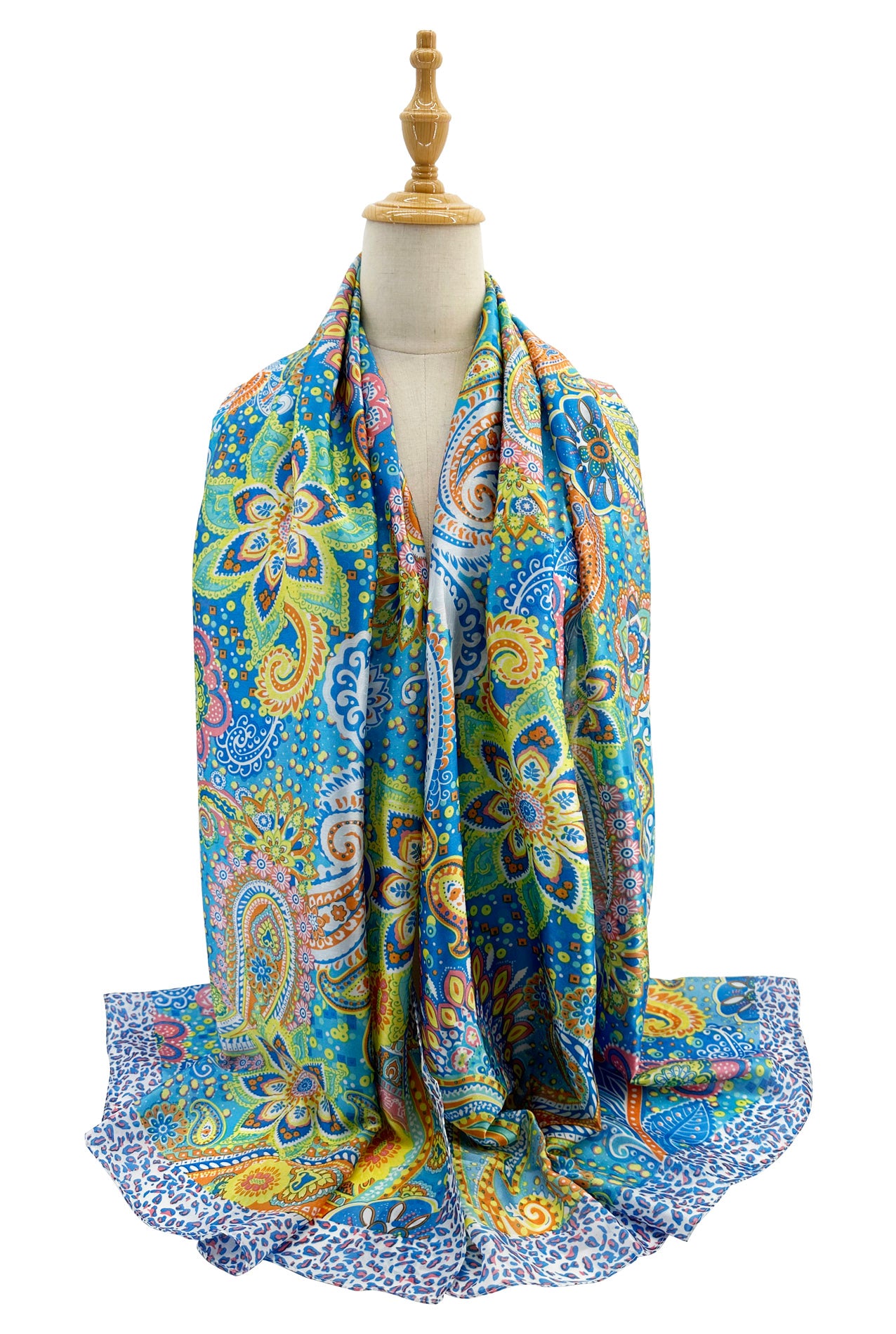 SF24110-062 Soft Silk Mix Vibrant Scarf with Paisley Print