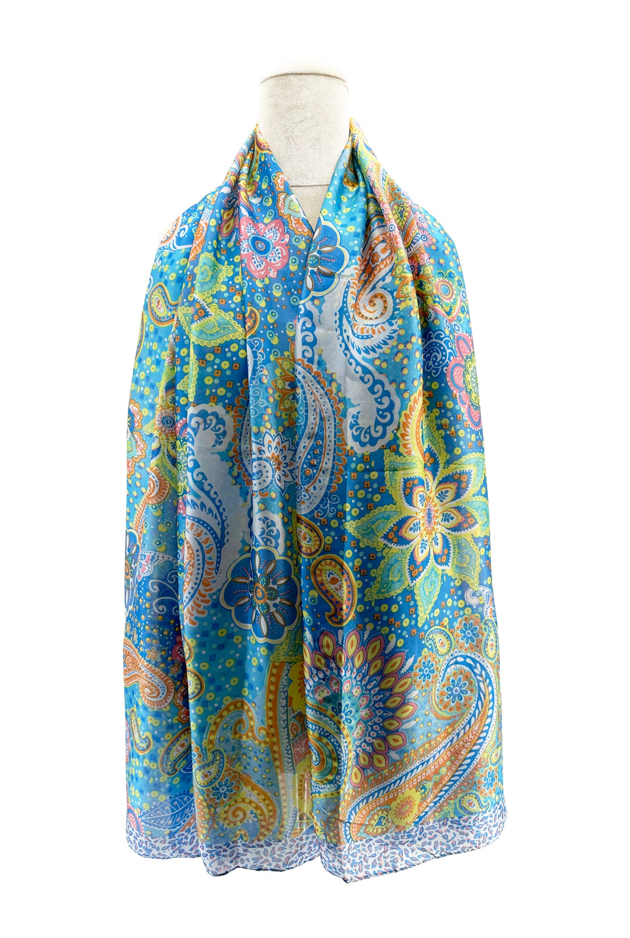 SF24110-062 Soft Silk Mix Vibrant Scarf with Paisley Print