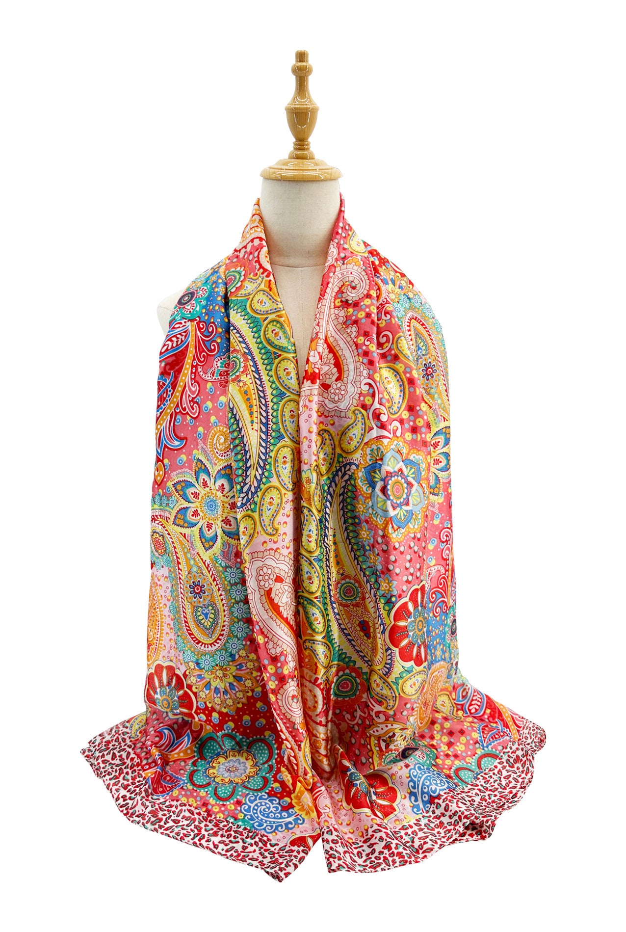 SF24110-062 Soft Silk Mix Vibrant Scarf with Paisley Print