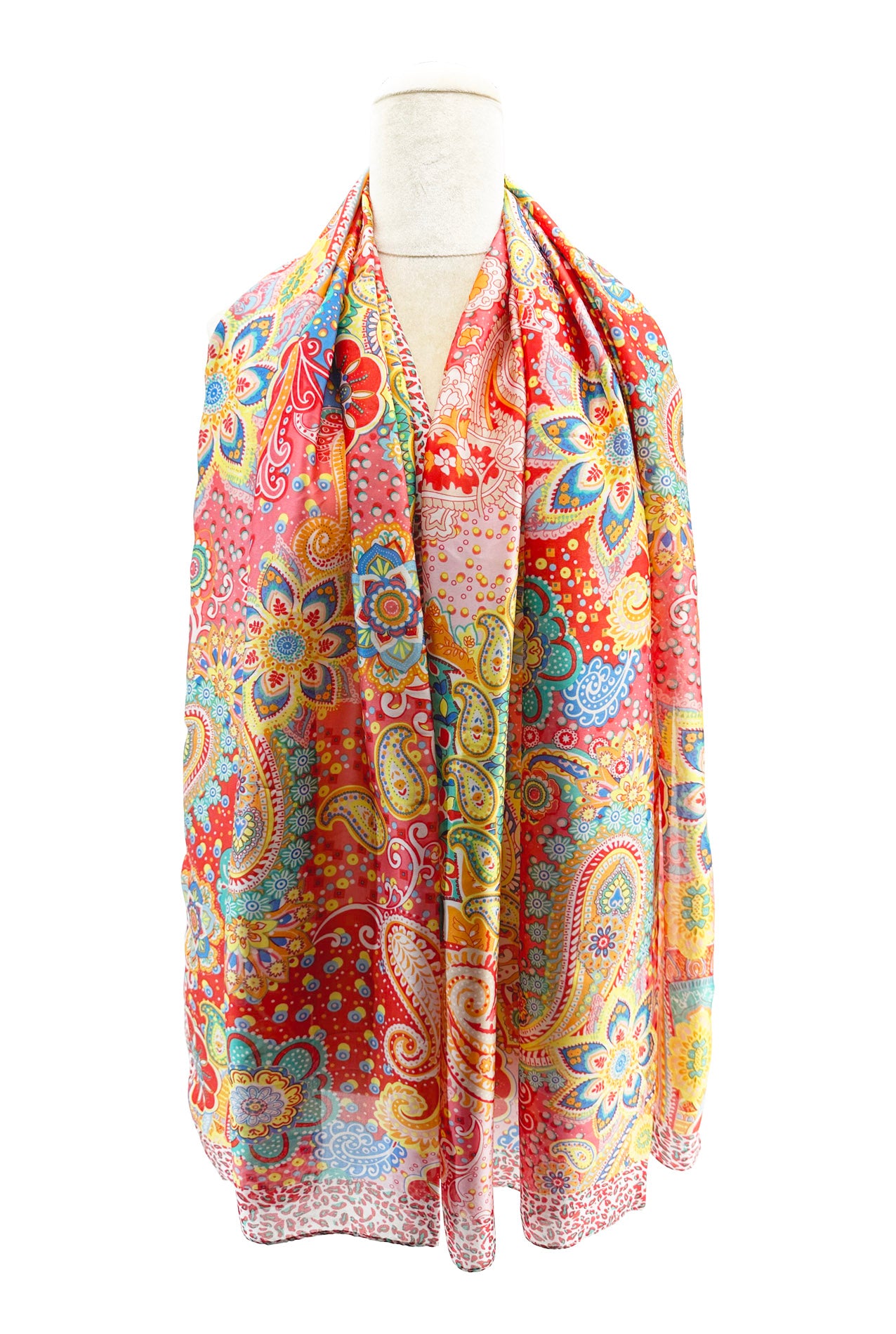 SF24110-062 Soft Silk Mix Vibrant Scarf with Paisley Print