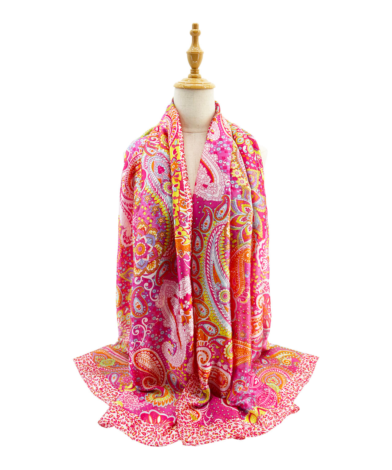 SF24110-062 Soft Silk Mix Vibrant Scarf with Paisley Print