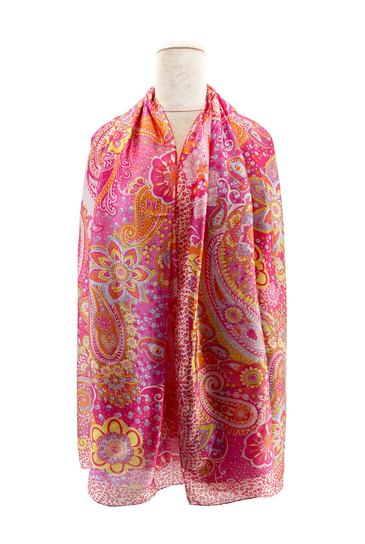 SF24110-062 Soft Silk Mix Vibrant Scarf with Paisley Print