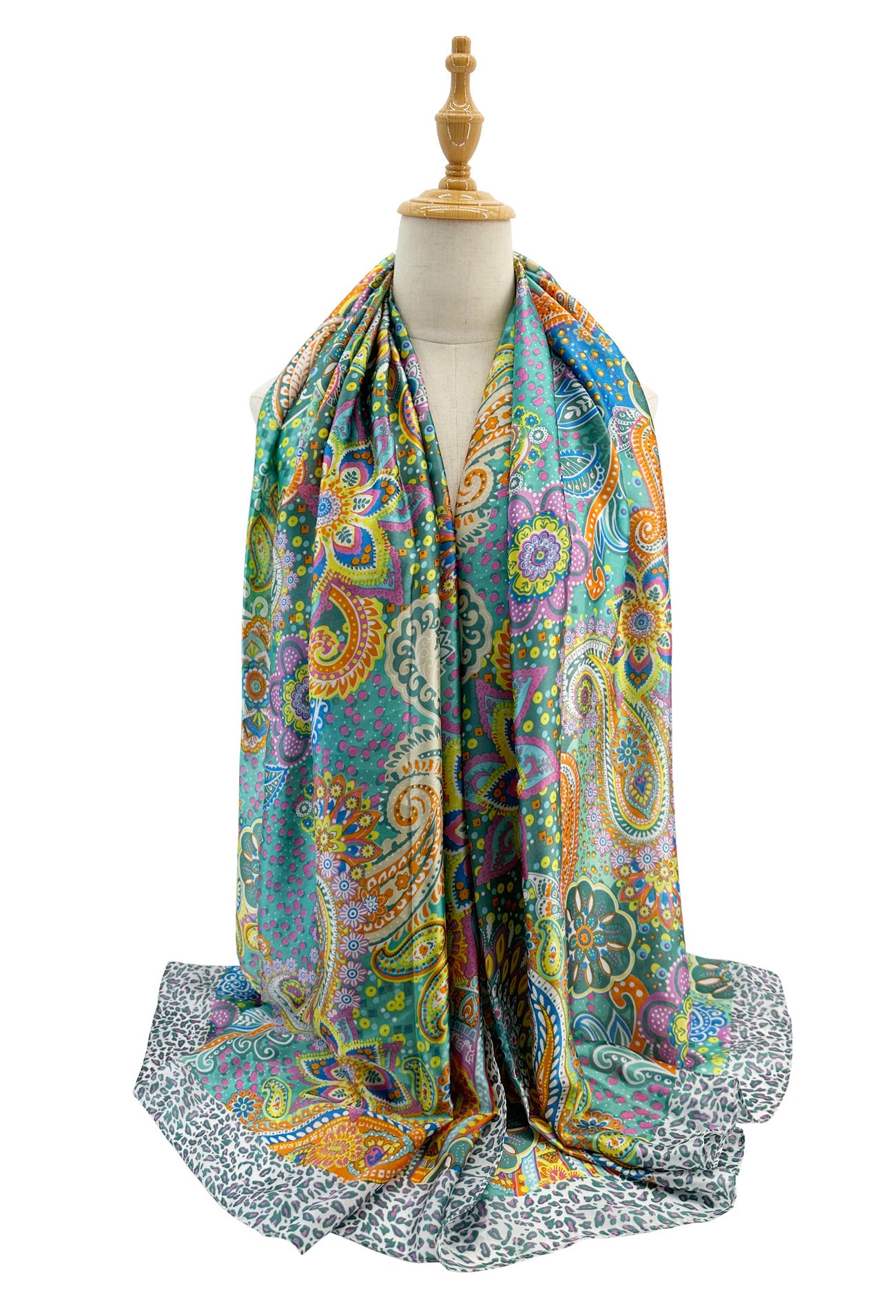 SF24110-062 Soft Silk Mix Vibrant Scarf with Paisley Print