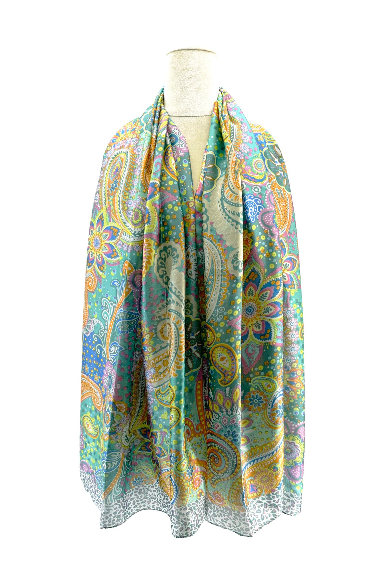 SF24110-062 Soft Silk Mix Vibrant Scarf with Paisley Print