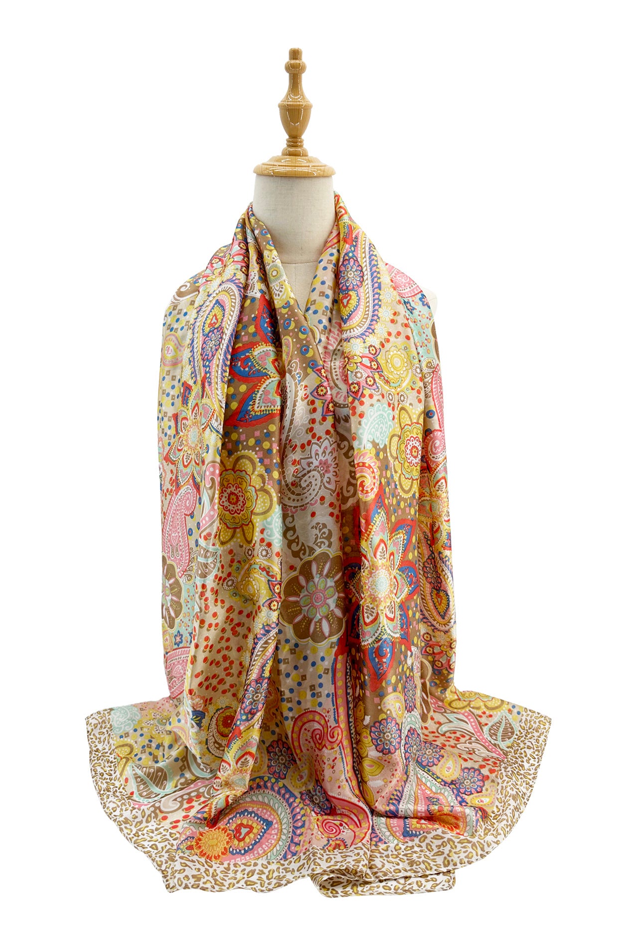 SF24110-062 Soft Silk Mix Vibrant Scarf with Paisley Print