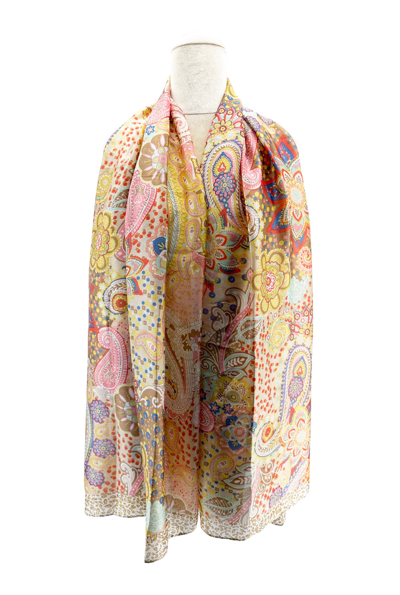 SF24110-062 Soft Silk Mix Vibrant Scarf with Paisley Print