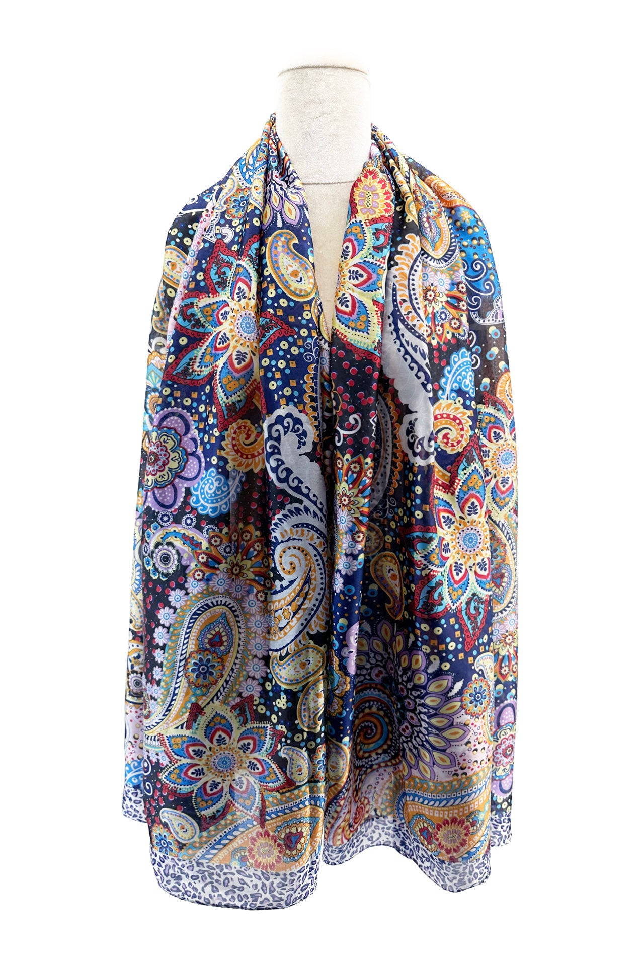 SF24110-062 Soft Silk Mix Vibrant Scarf with Paisley Print