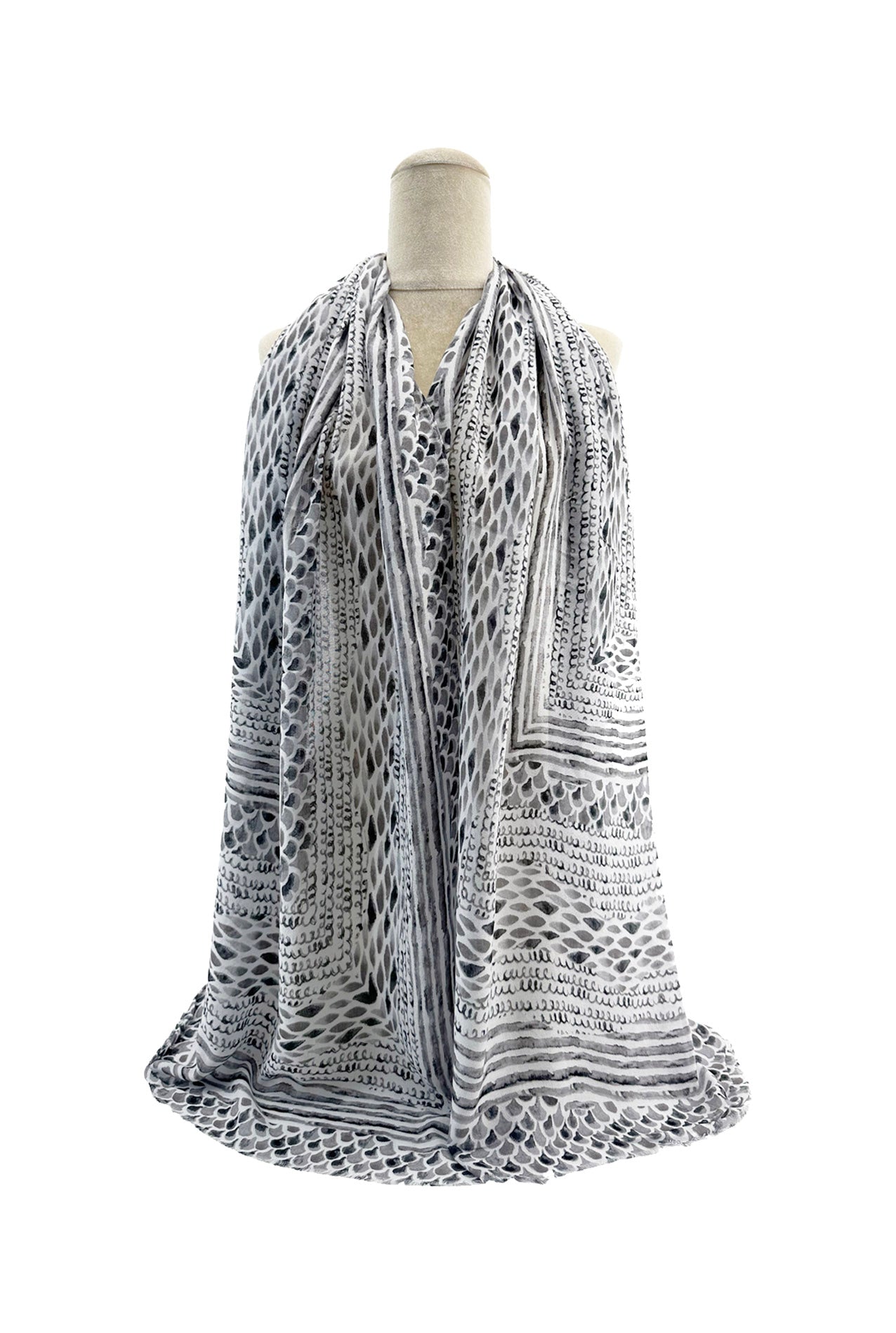 SF24130-042 Soft Cotton Blend Scarf with Atlanticus Style Print