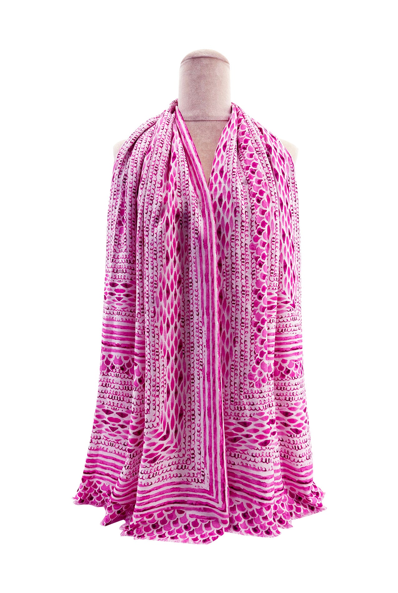 SF24130-042 Soft Cotton Blend Scarf with Atlanticus Style Print