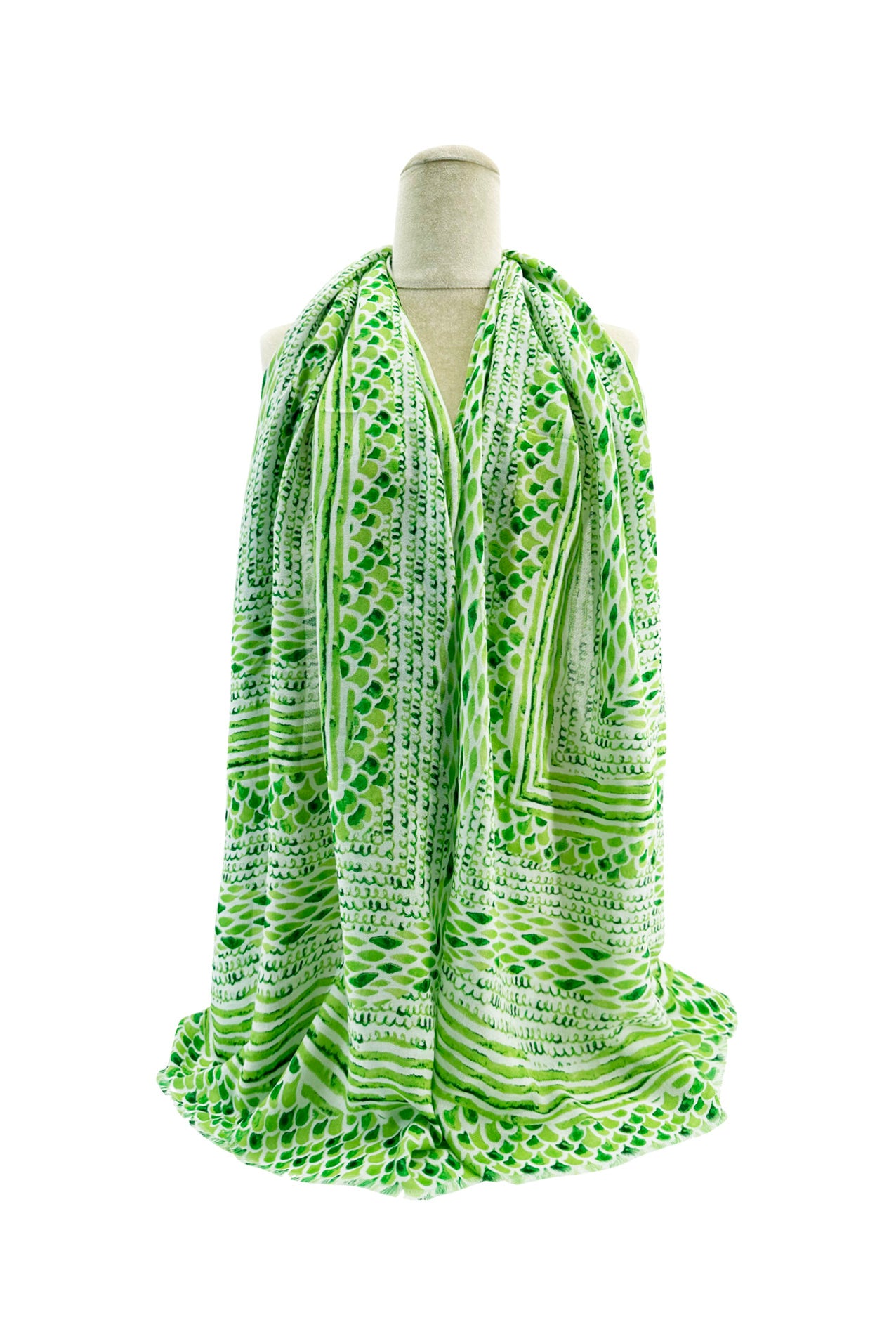 SF24130-042 Soft Cotton Blend Scarf with Atlanticus Style Print