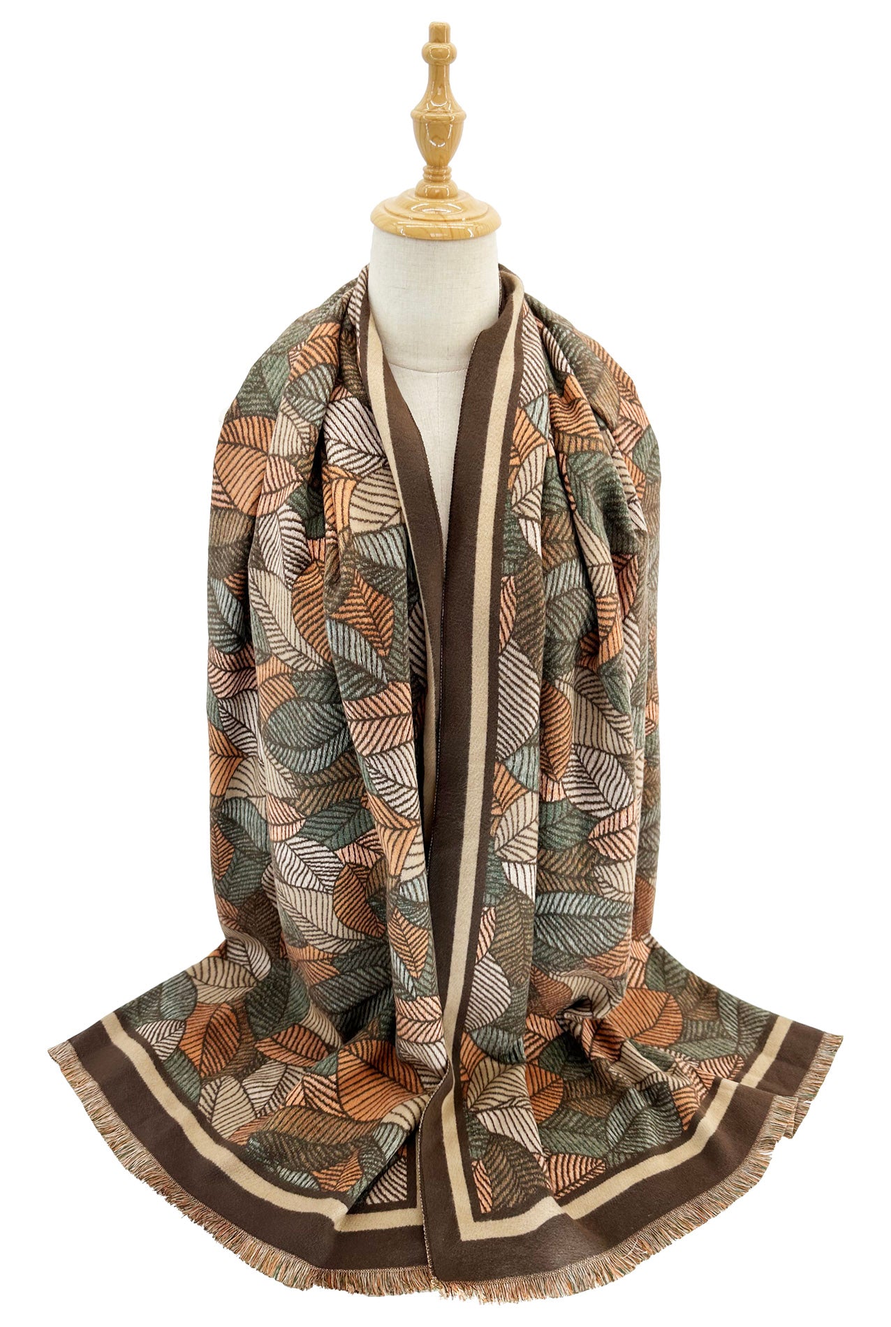 SF24138-119 Autumn Leaves Print Scarf – A & B Fashion