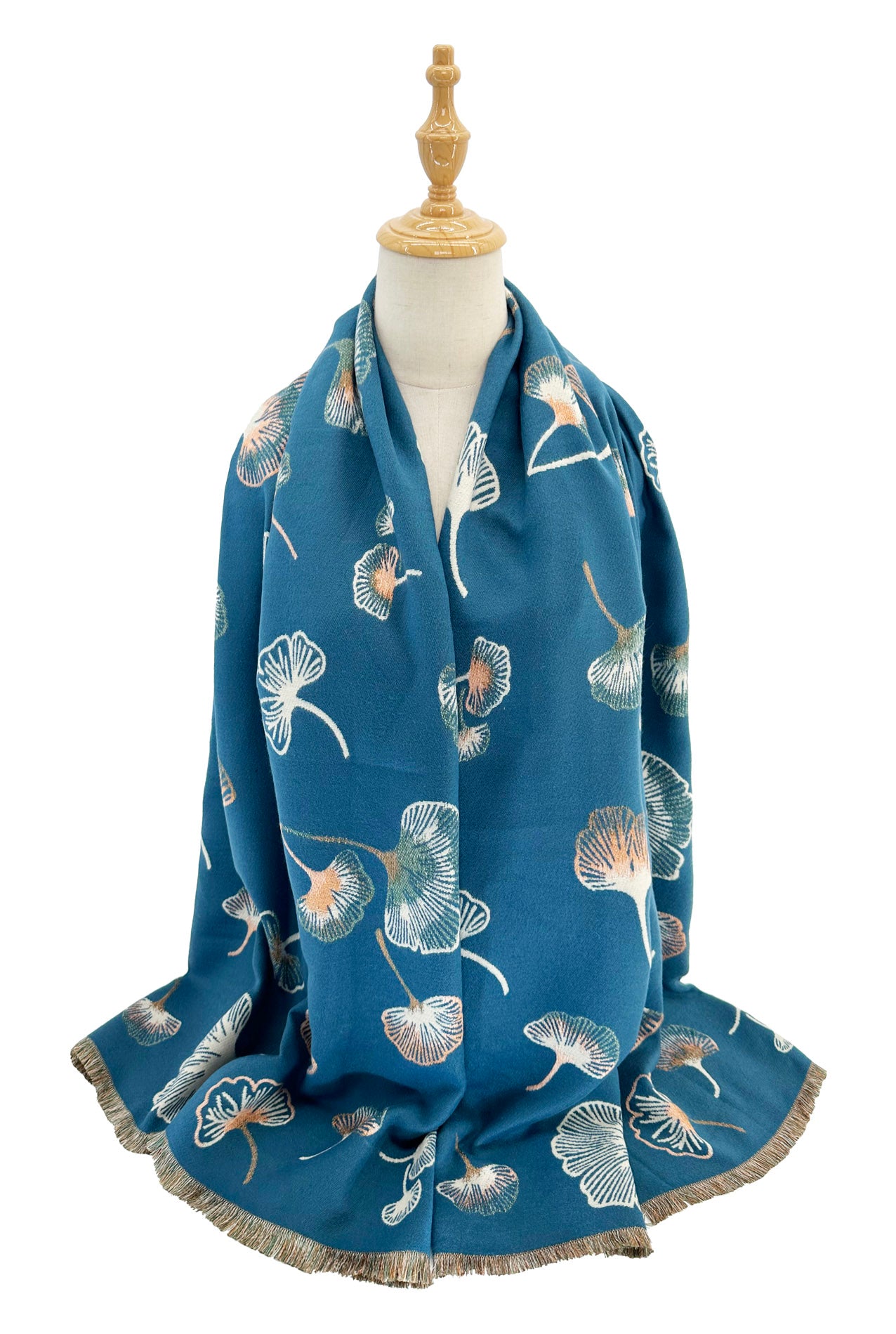 SF24138-130 Stylish Flying Ginkgo Leaf Print Scarf