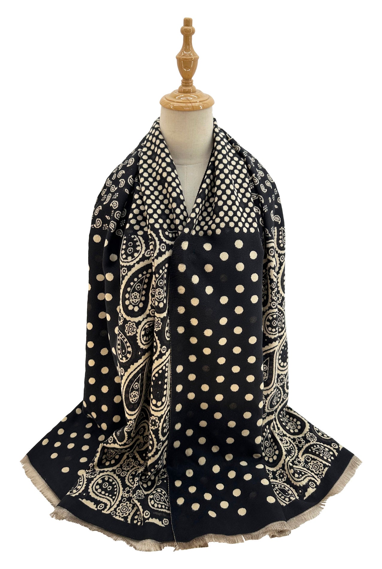 SF2416-116 Polka Dots and Paisley Print Scarf