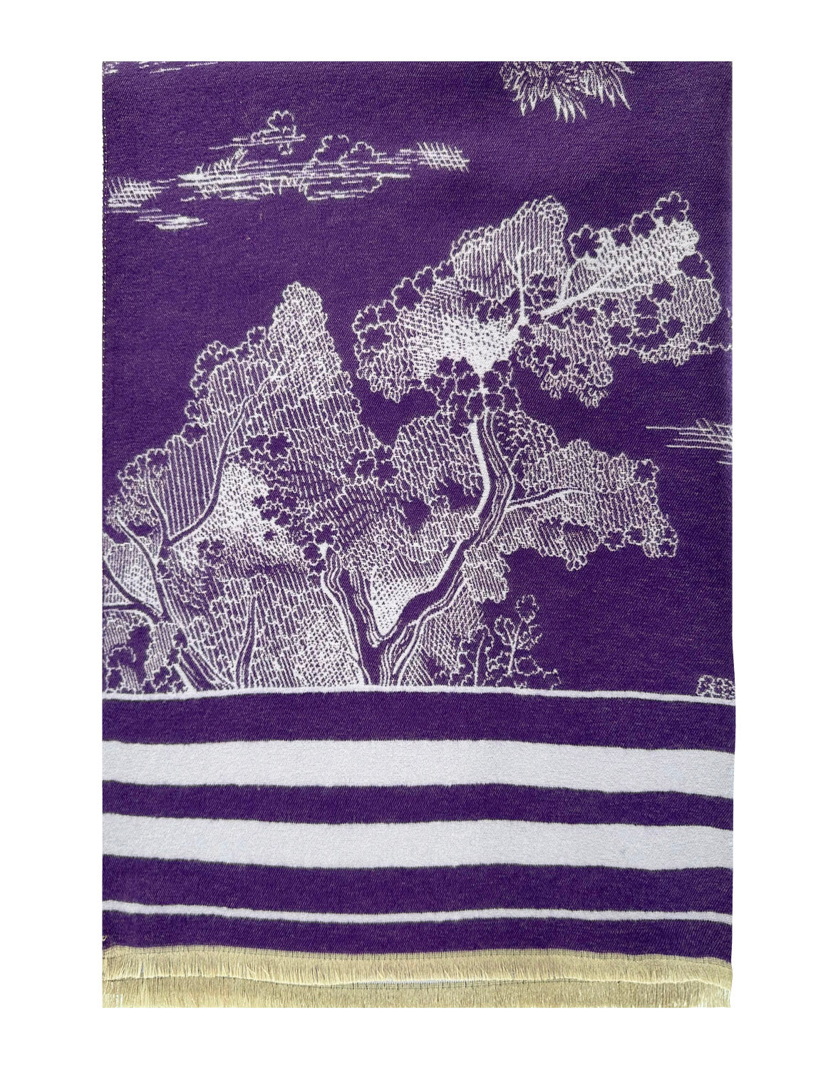 SF2416-120 Textured Trees with Lined Edge Print Scarf