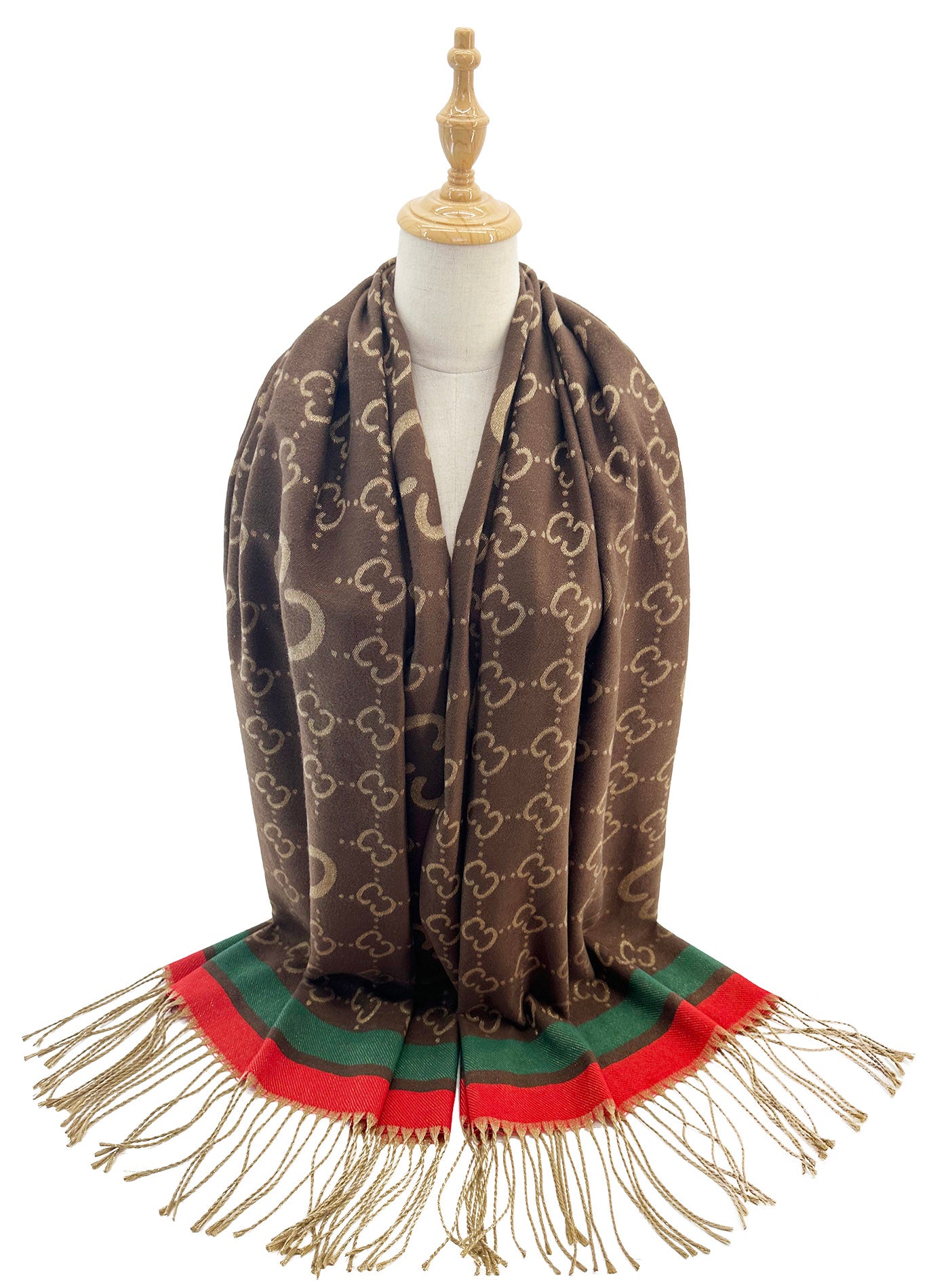 SF2416-124 Interlocking CC Monogram Print Scarf With Tassels