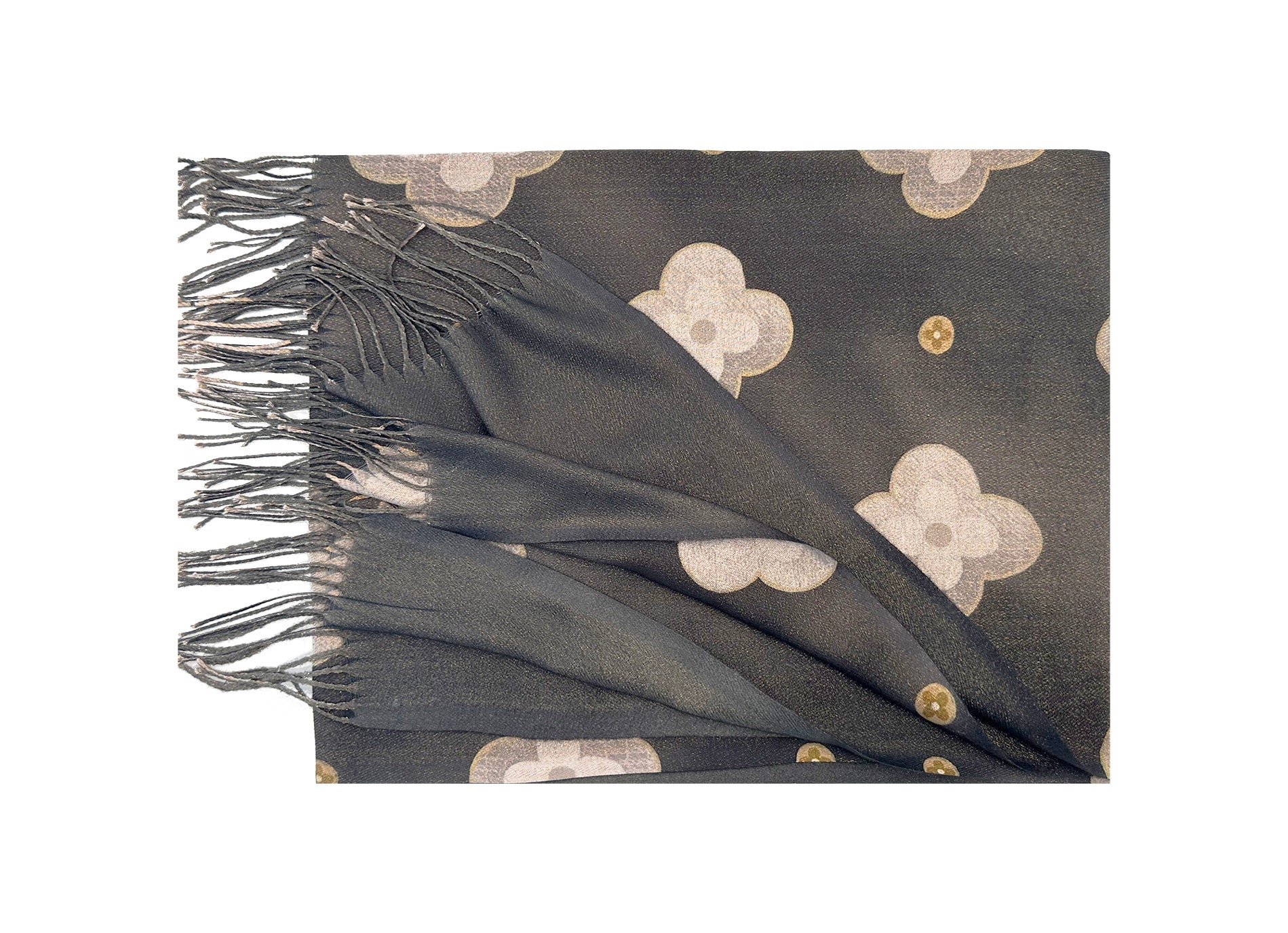 SF2416-127 Elegant Classic Floral Print Scarf with Tassels