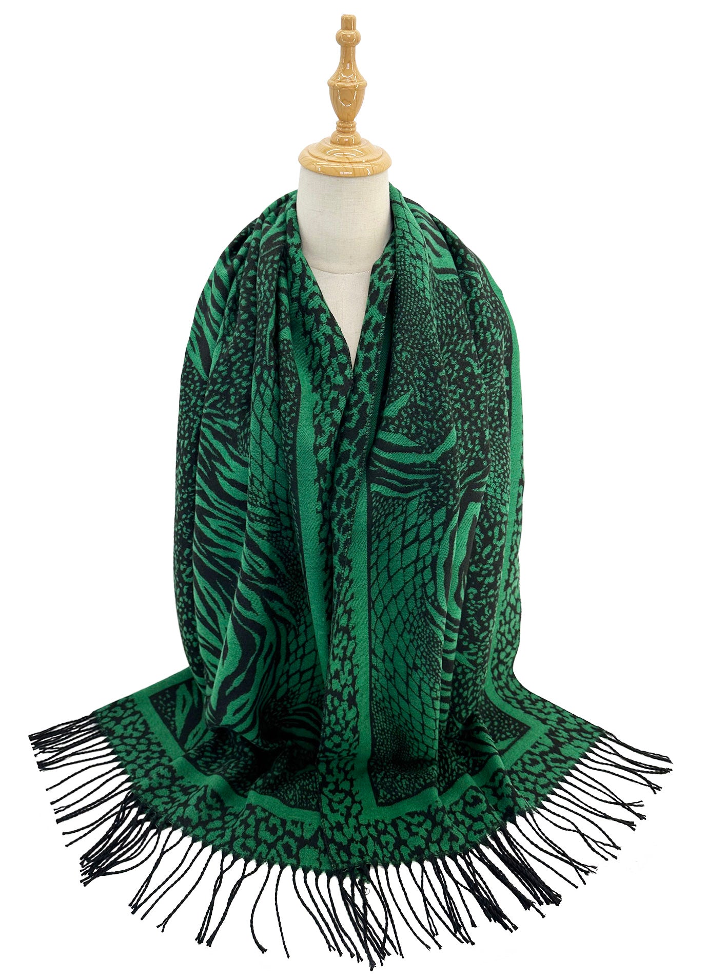 SF24175-114 Wild Tropical Oasis Print Scarf with Tassels