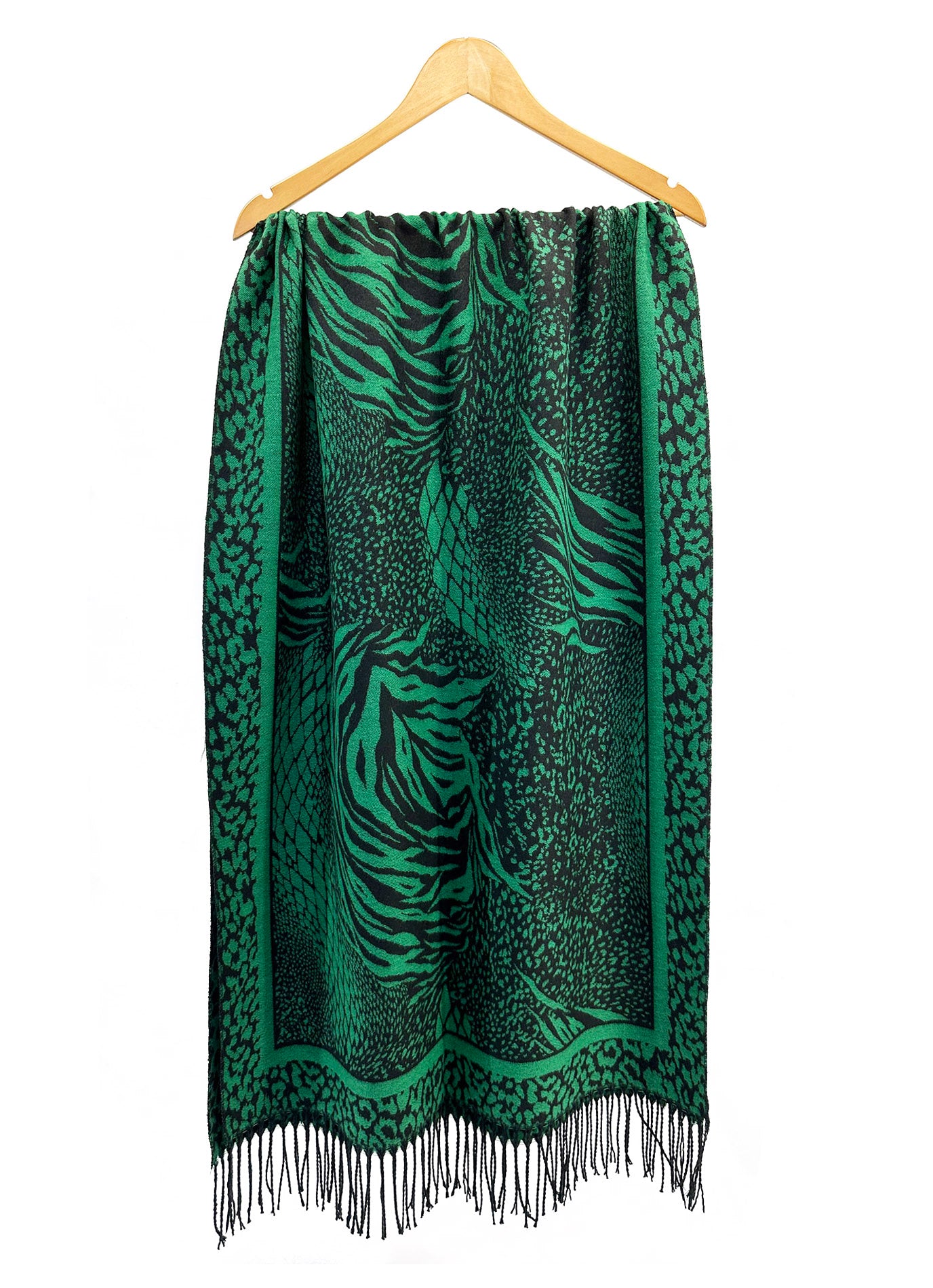 SF24175-114 Wild Tropical Oasis Print Scarf with Tassels