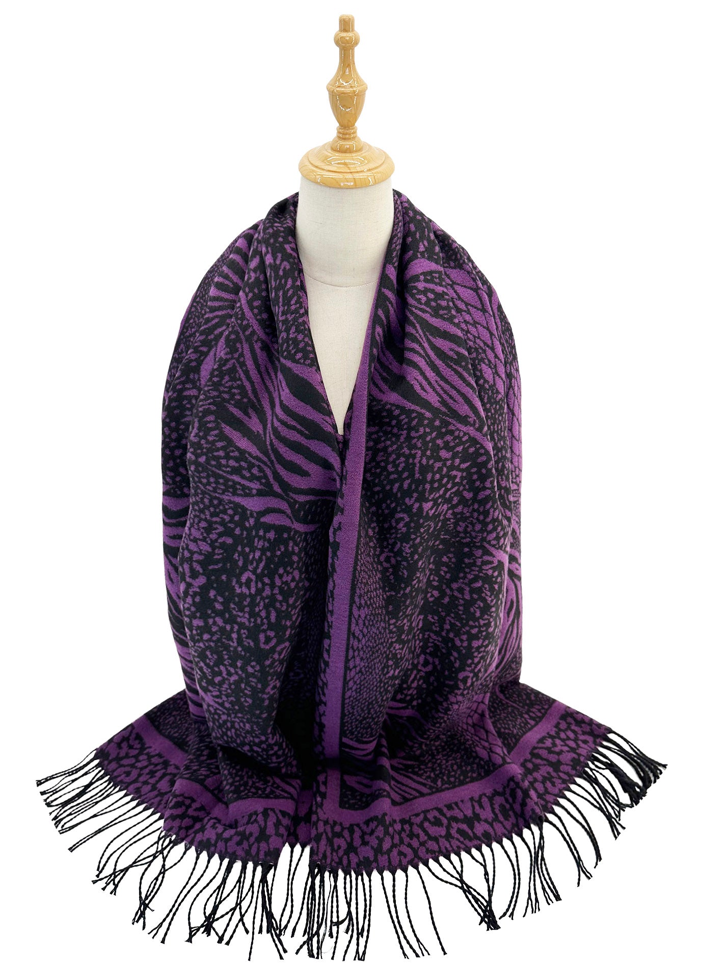 SF24175-114 Wild Tropical Oasis Print Scarf with Tassels