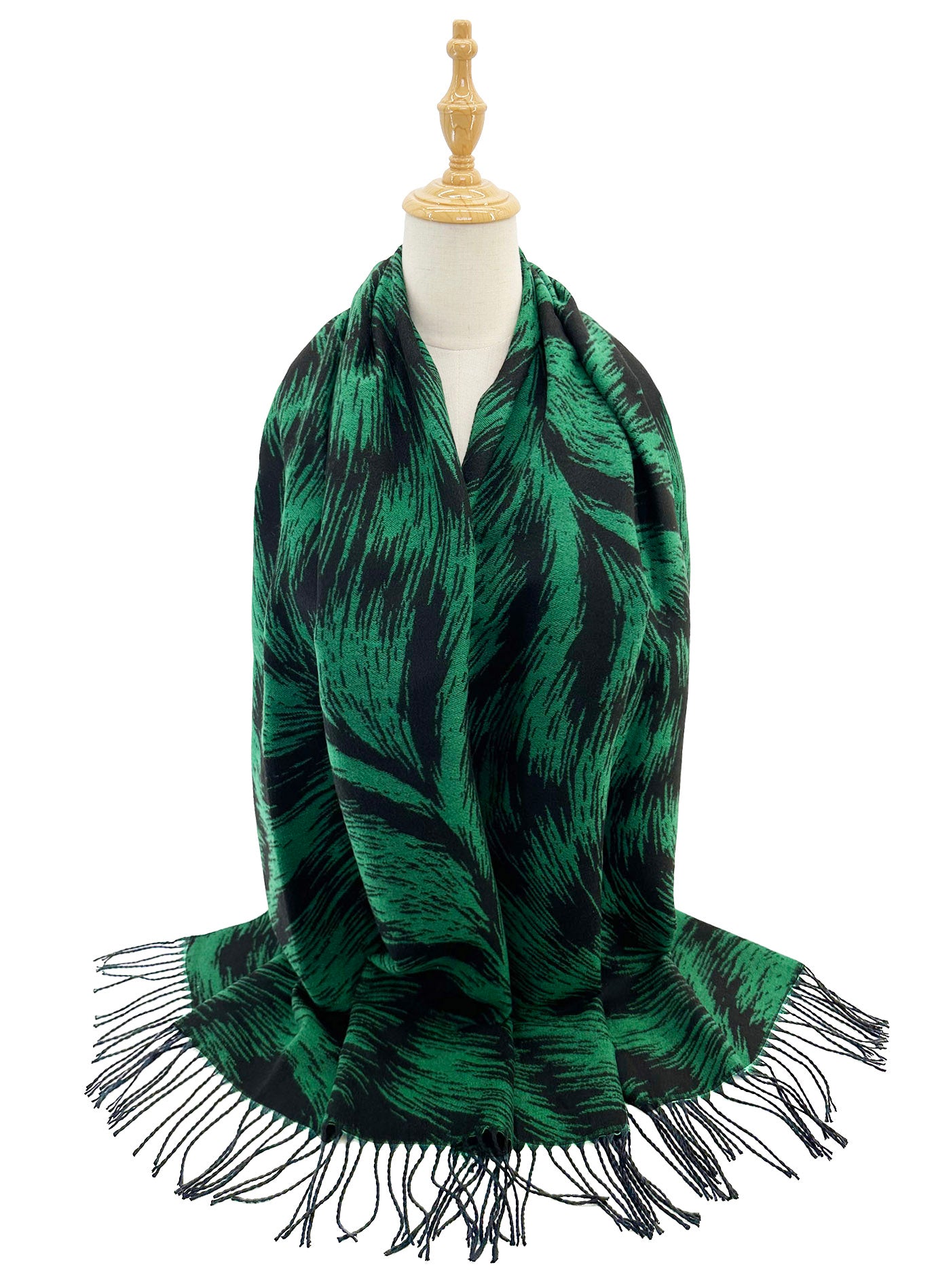 SF24175-115 Abstract Texture Print Scarf With Tassels