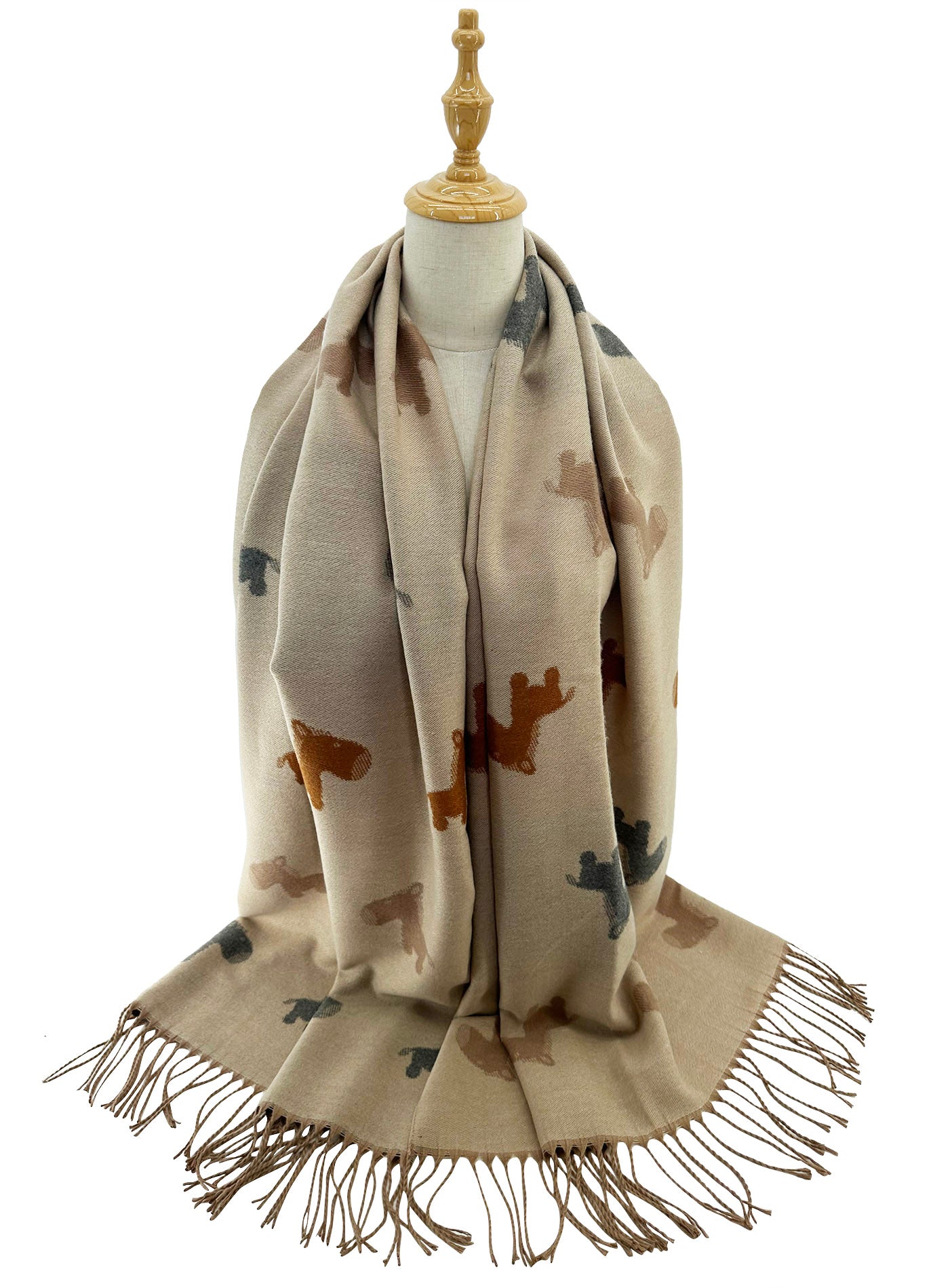 SF2418-131 Playful Pups Animal Scarf Wrap with Tassels