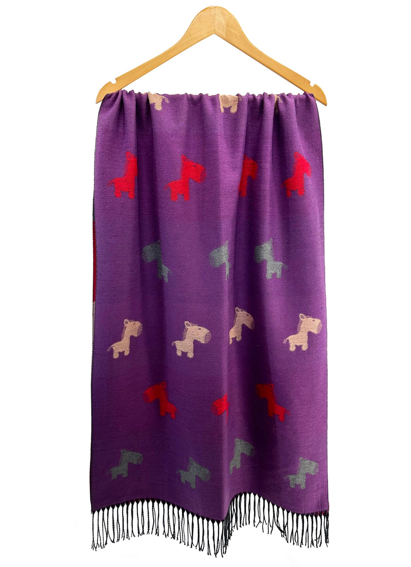 SF2418-131 Playful Pups Animal Scarf Wrap with Tassels