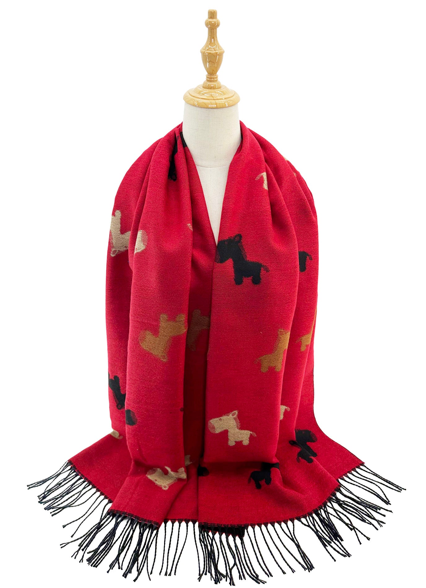 SF2418-131 Playful Pups Animal Scarf Wrap with Tassels