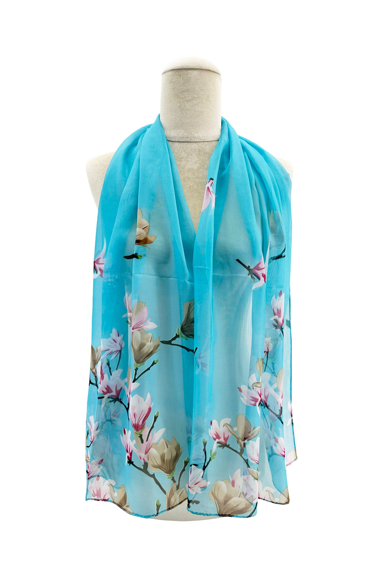 SF2433-007 Sweet Peas Floral Print Chiffon Scarf