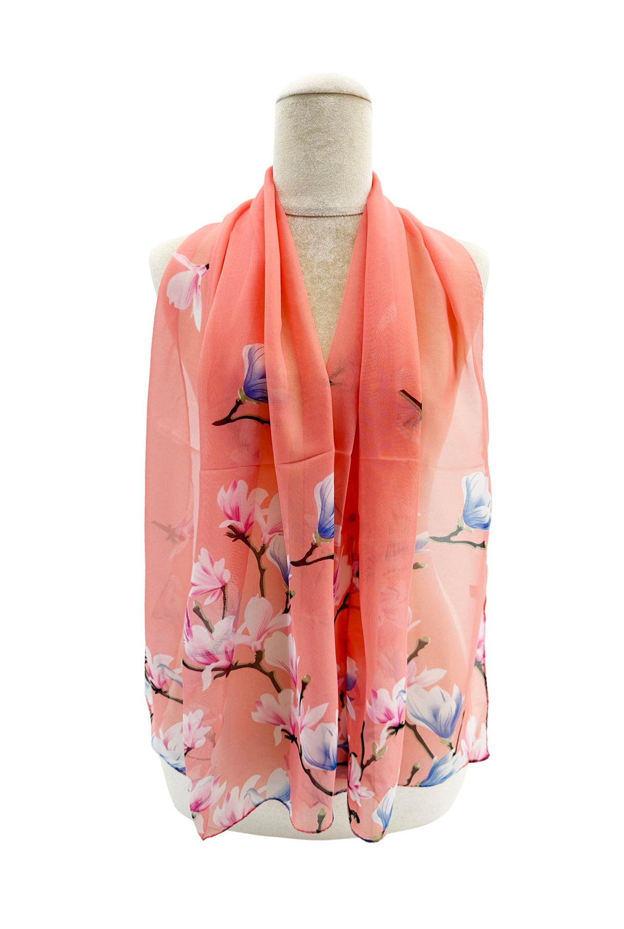 SF2433-007 Sweet Peas Floral Print Chiffon Scarf