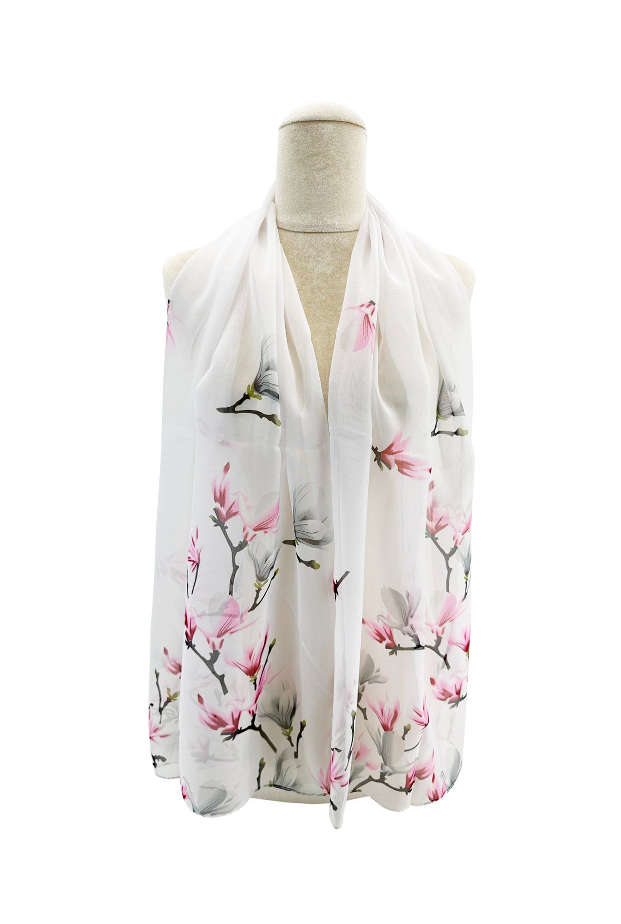 SF2433-007 Sweet Peas Floral Print Chiffon Scarf