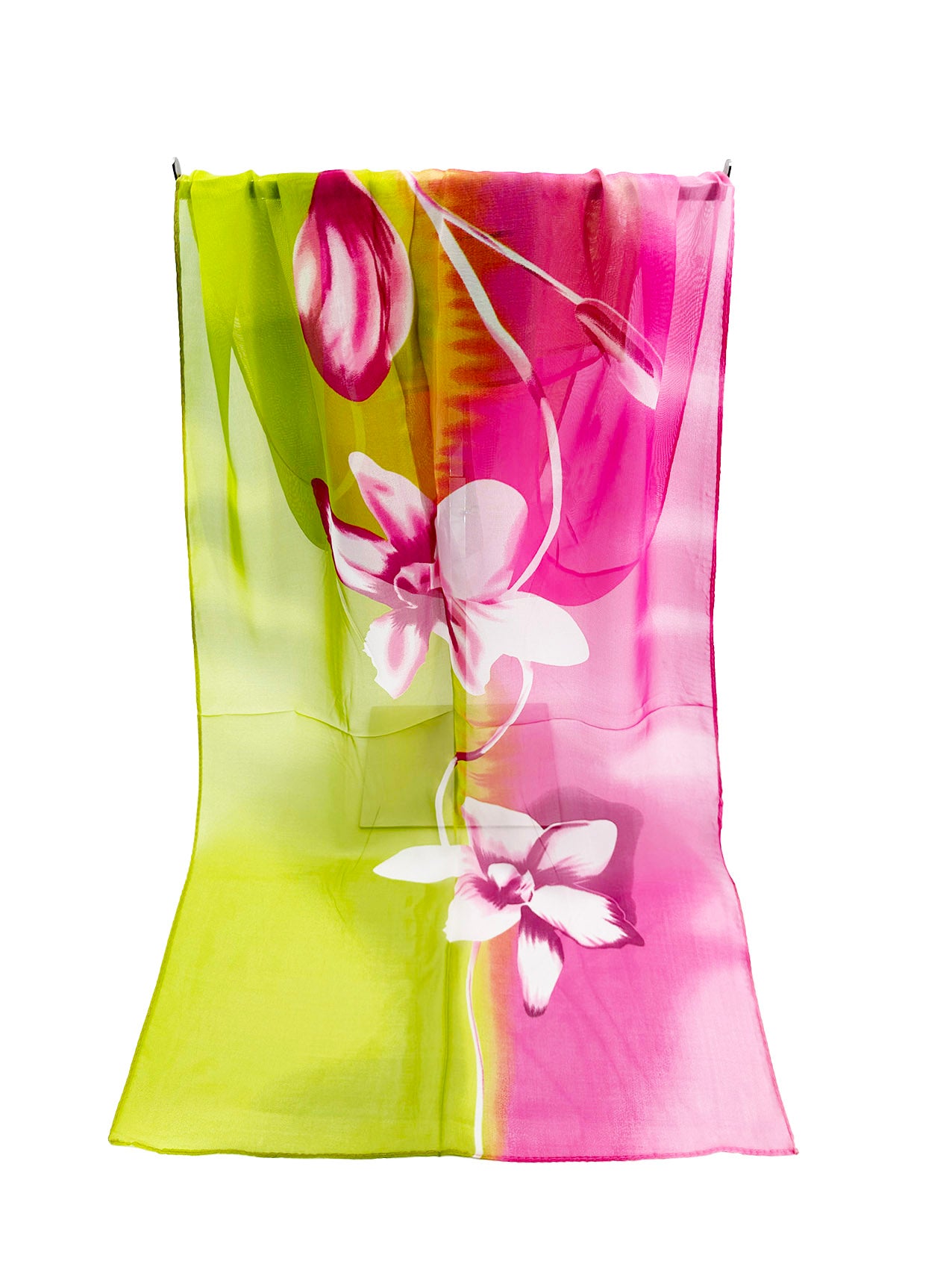 SF2433-009 Dual Tone Lily Flower Print Chiffon Scarf