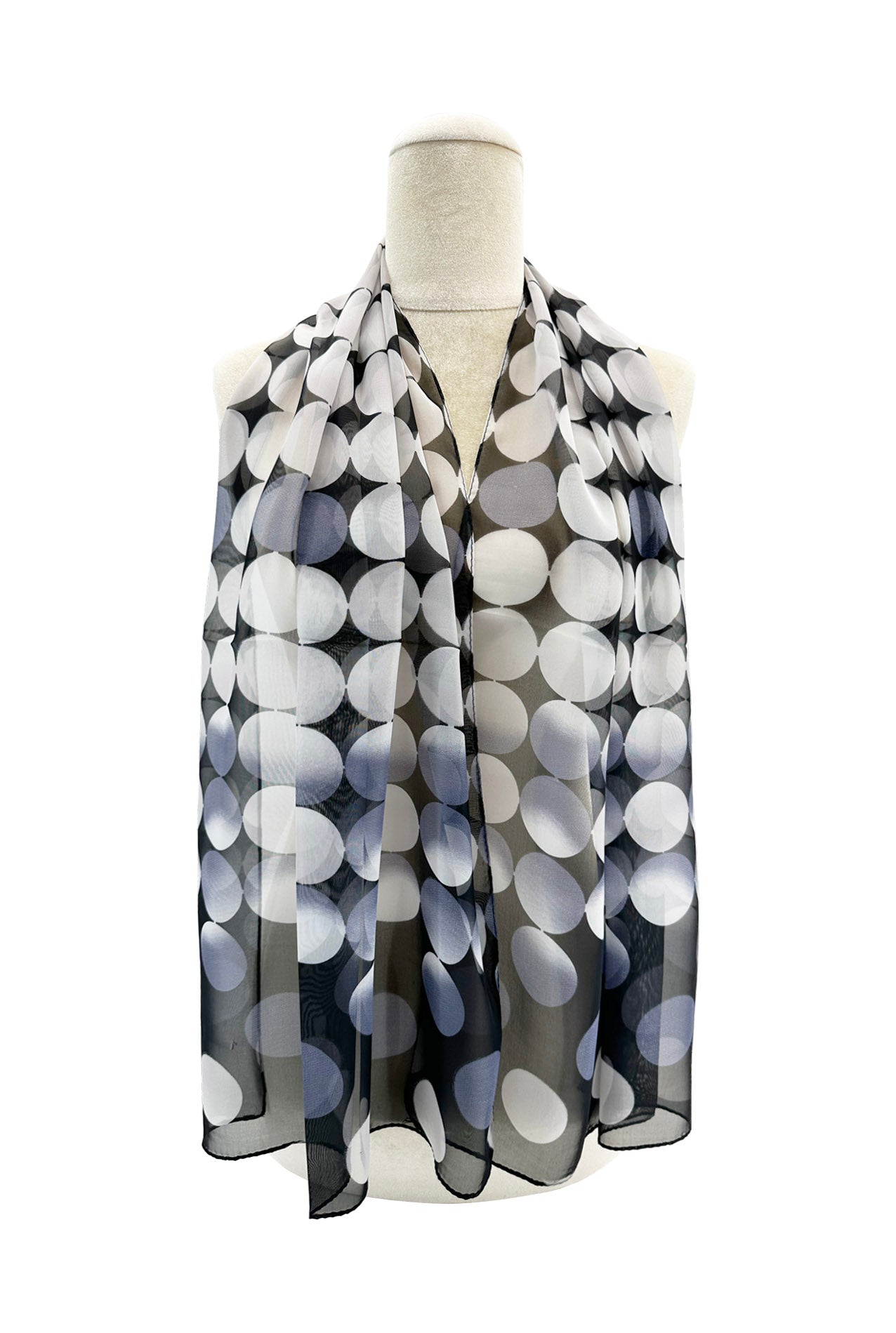 SF2433-010 Colourful Polka Dot Print Chiffon Scarf