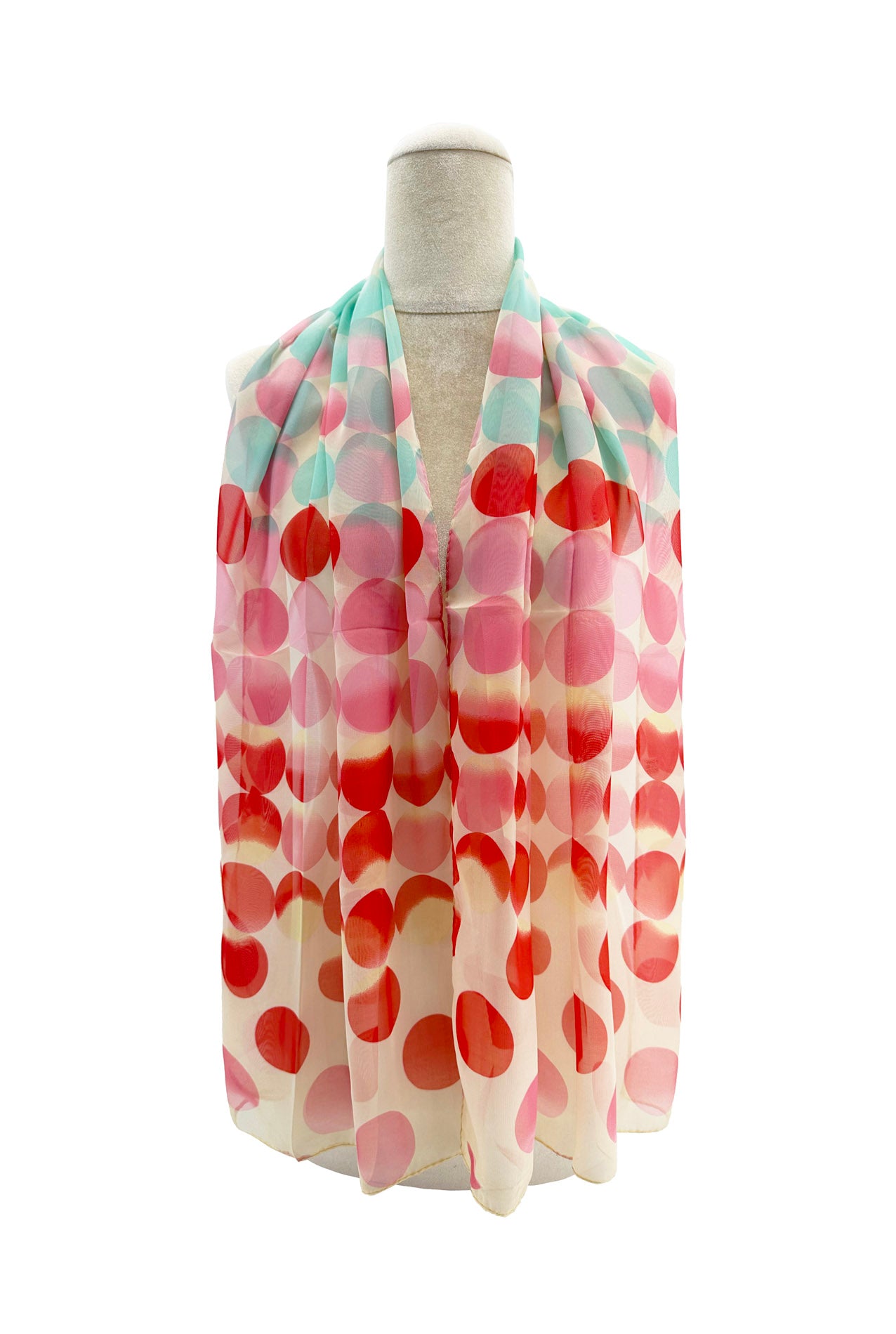 SF2433-010 Colourful Polka Dot Print Chiffon Scarf