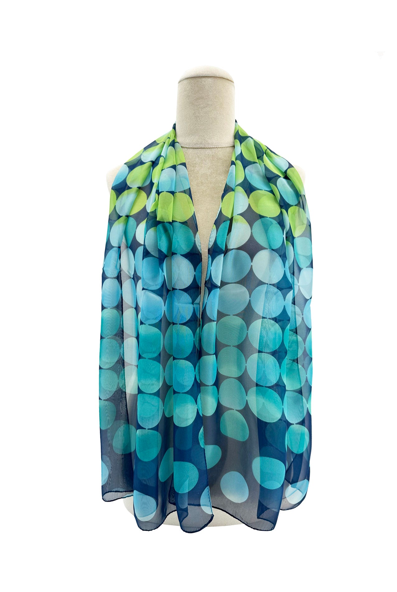 SF2433-010 Colourful Polka Dot Print Chiffon Scarf