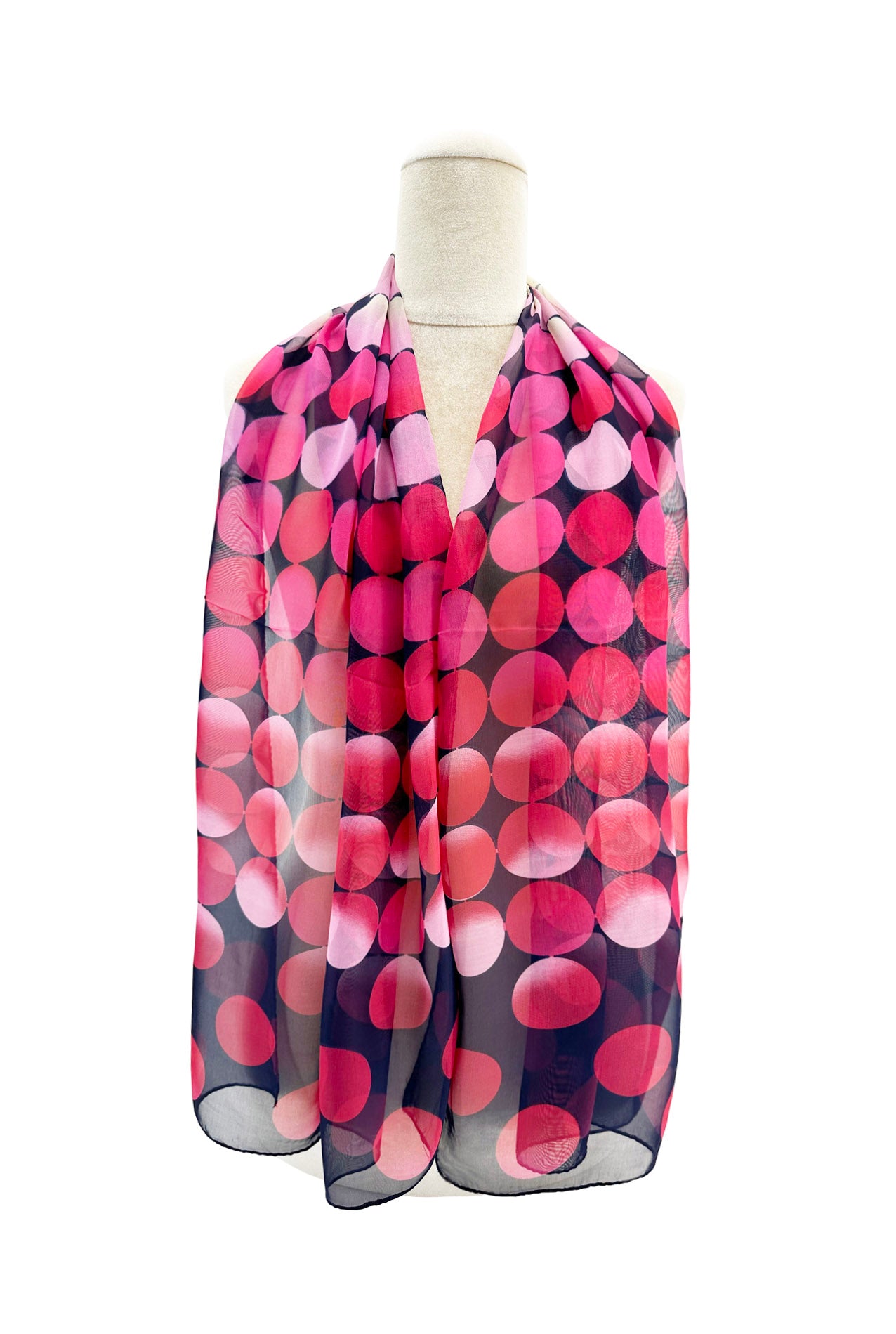 SF2433-010 Colourful Polka Dot Print Chiffon Scarf