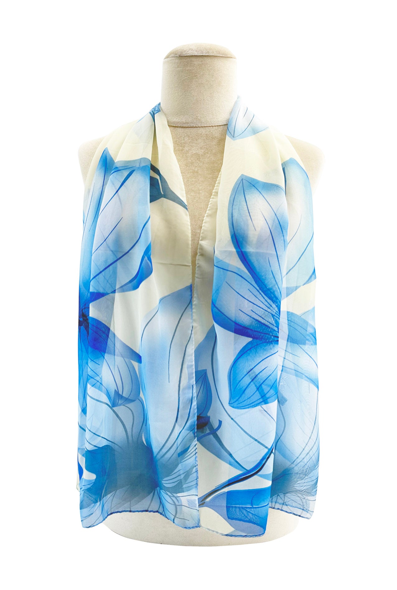 SF2433-011 Wild Lily Flower Print Chiffon Scarf