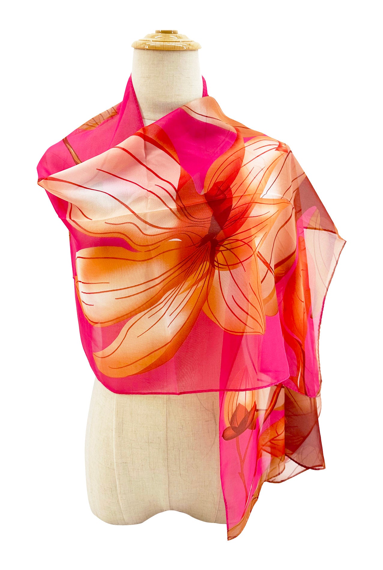 SF2433-011 Wild Lily Flower Print Chiffon Scarf