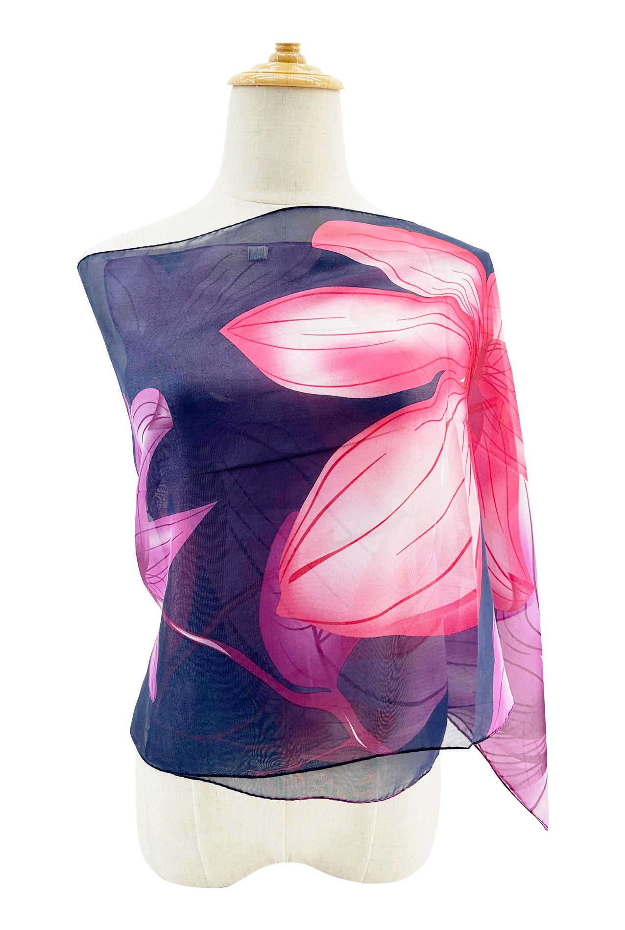 SF2433-011 Wild Lily Flower Print Chiffon Scarf