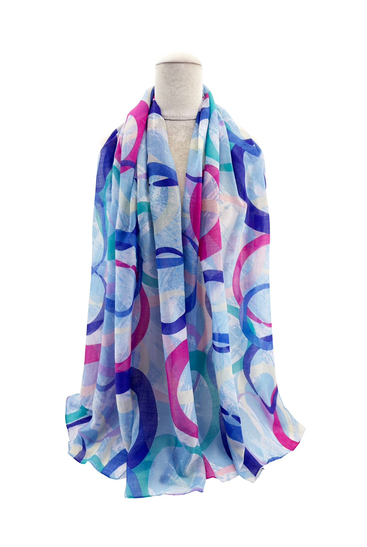 SF2468-020 Colourful Circles Print Cotton Mix Scarf