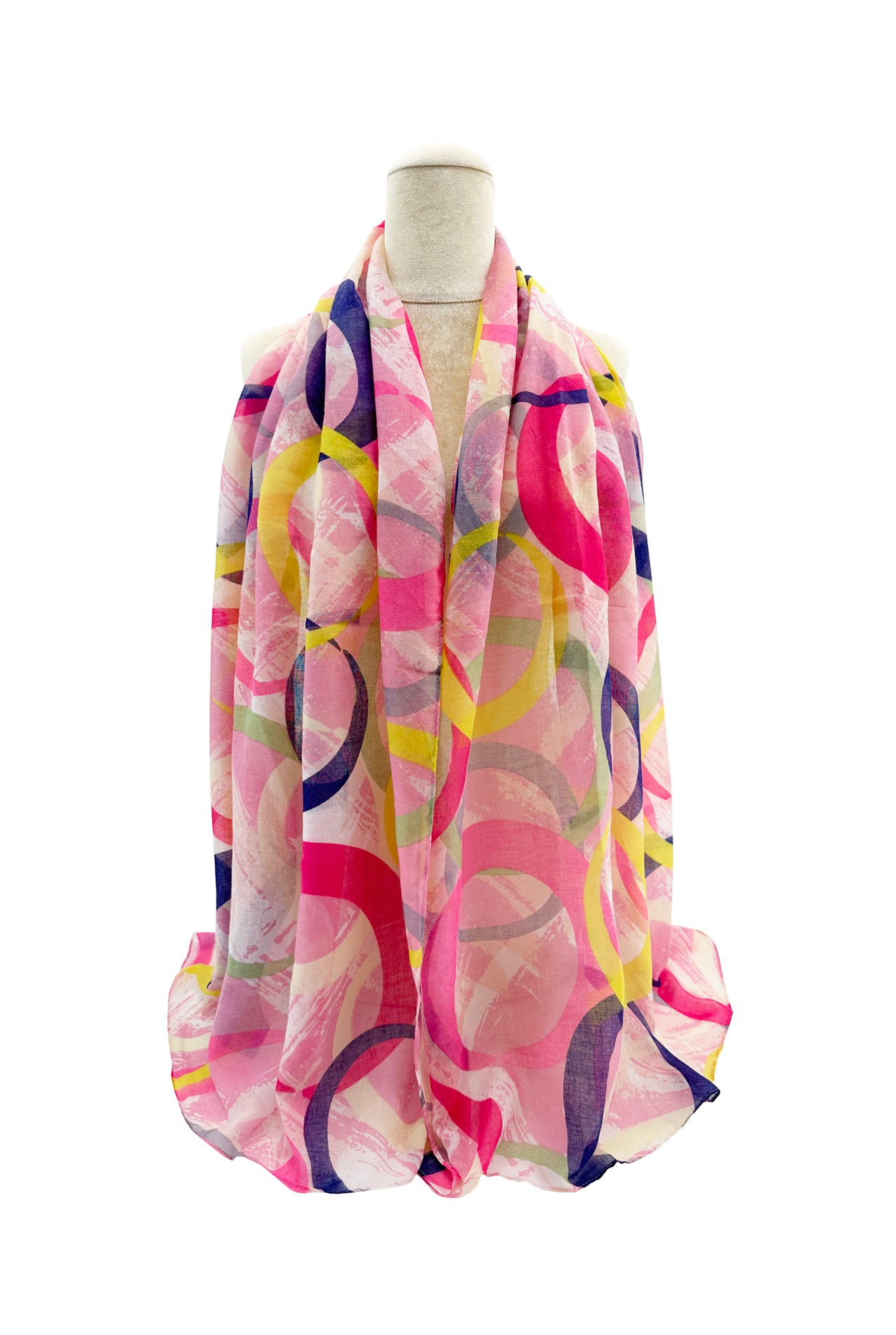 SF2468-020 Colourful Circles Print Cotton Mix Scarf