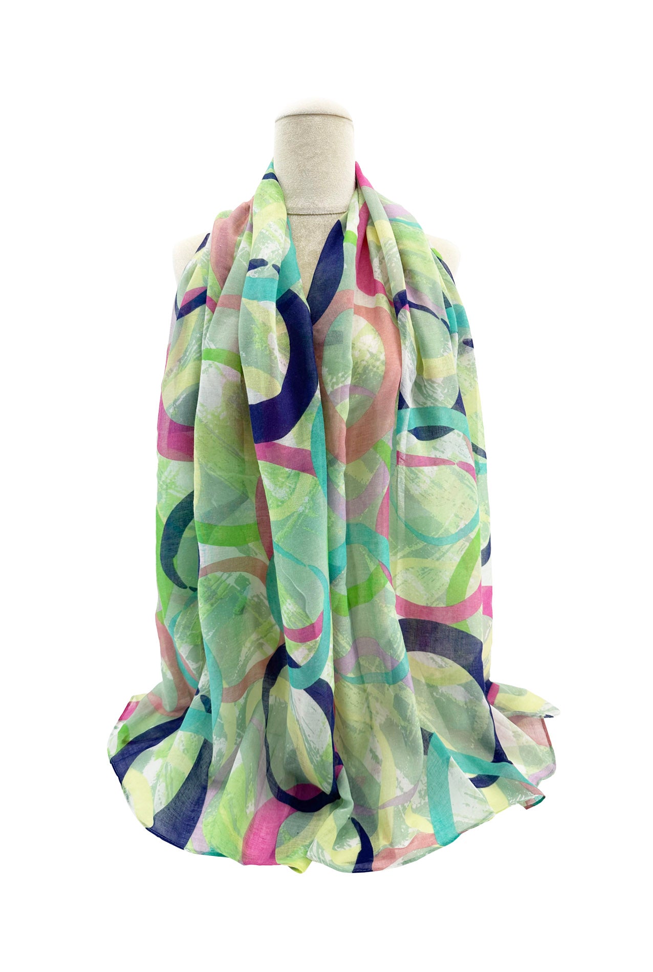 SF2468-020 Colourful Circles Print Cotton Mix Scarf