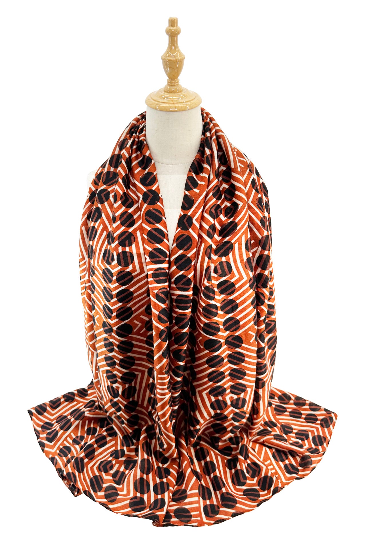 SF2492-060 Polka Dot & Stripes Printing Cotton Mix Scarf