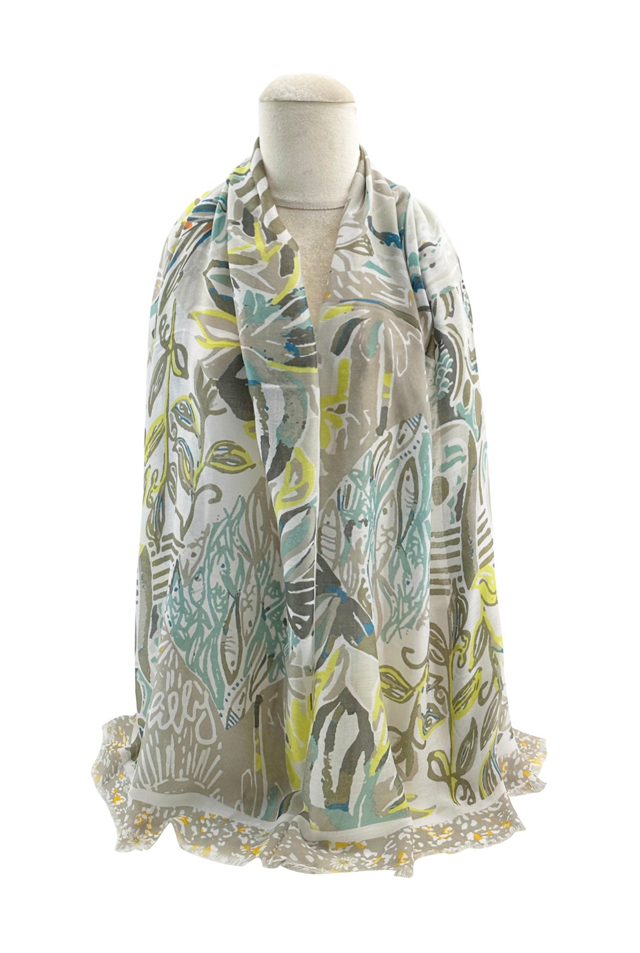 SF2495-041 Soft Scarf with Abstract Marine Life Print