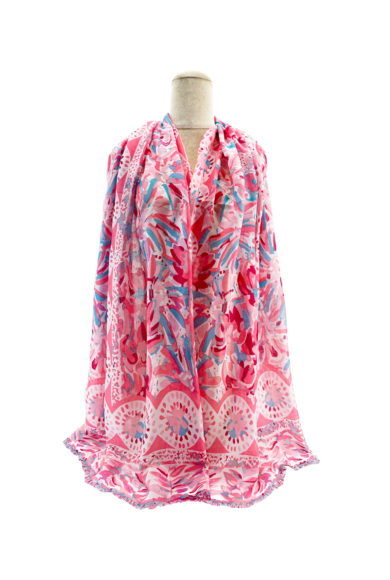 SF2495-043 Soft Scarf with Artistic Floral Drawings Print