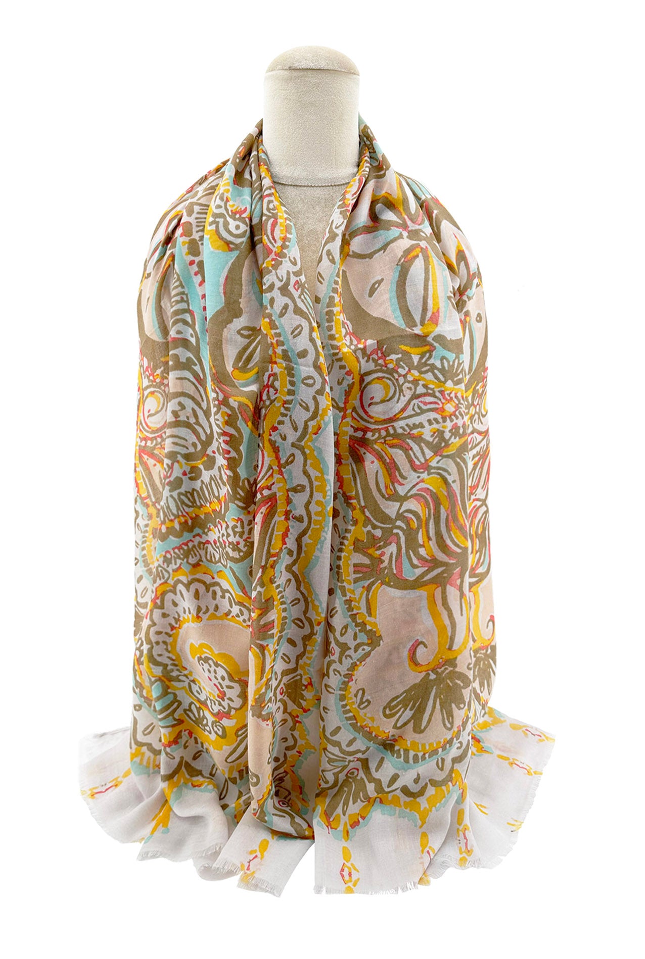 SF2495-044 Multi Pattern Soft Cotton Mix Scarf