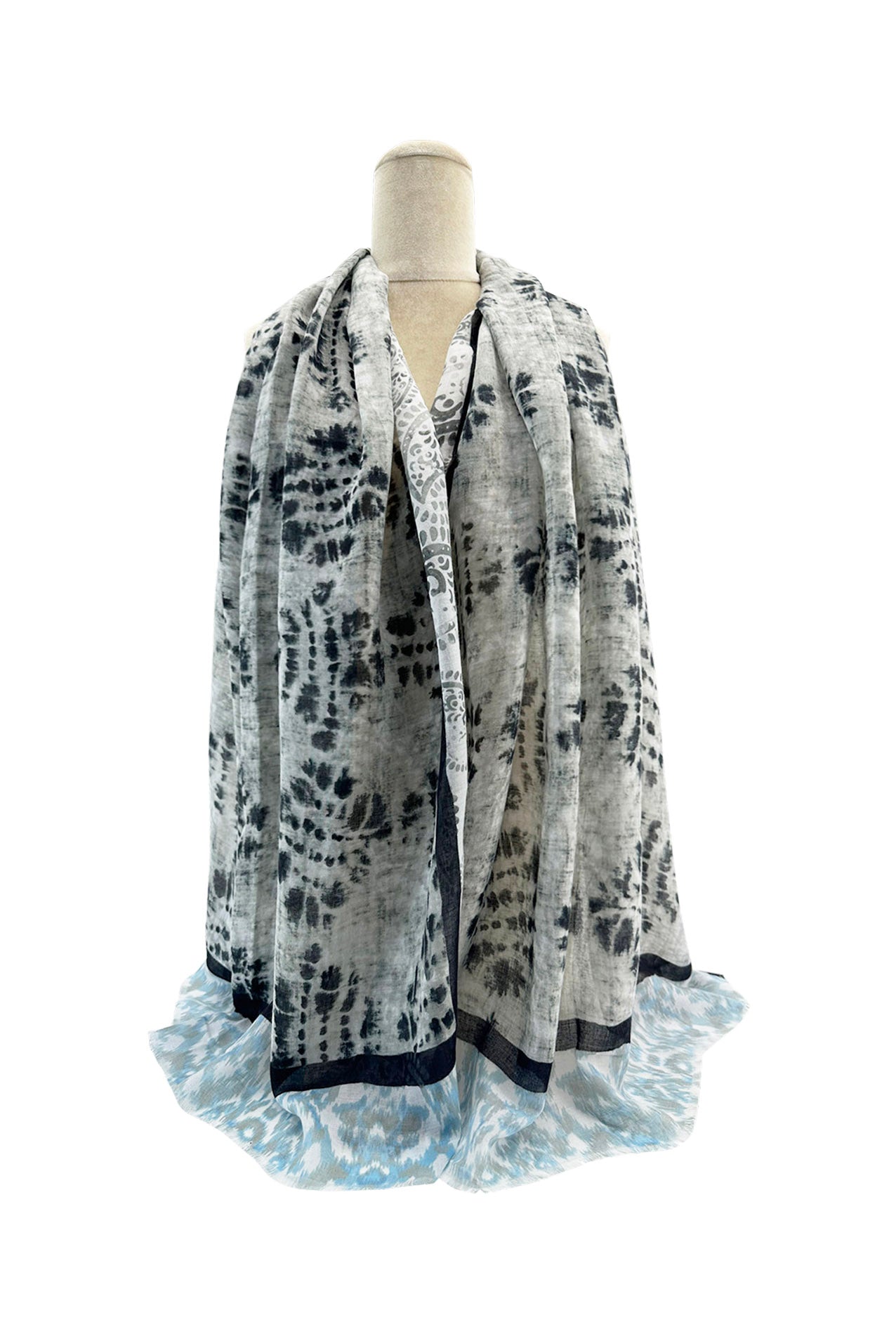 SF2495-045 Soft Cotton Blend Scarf with Abstract Art Design