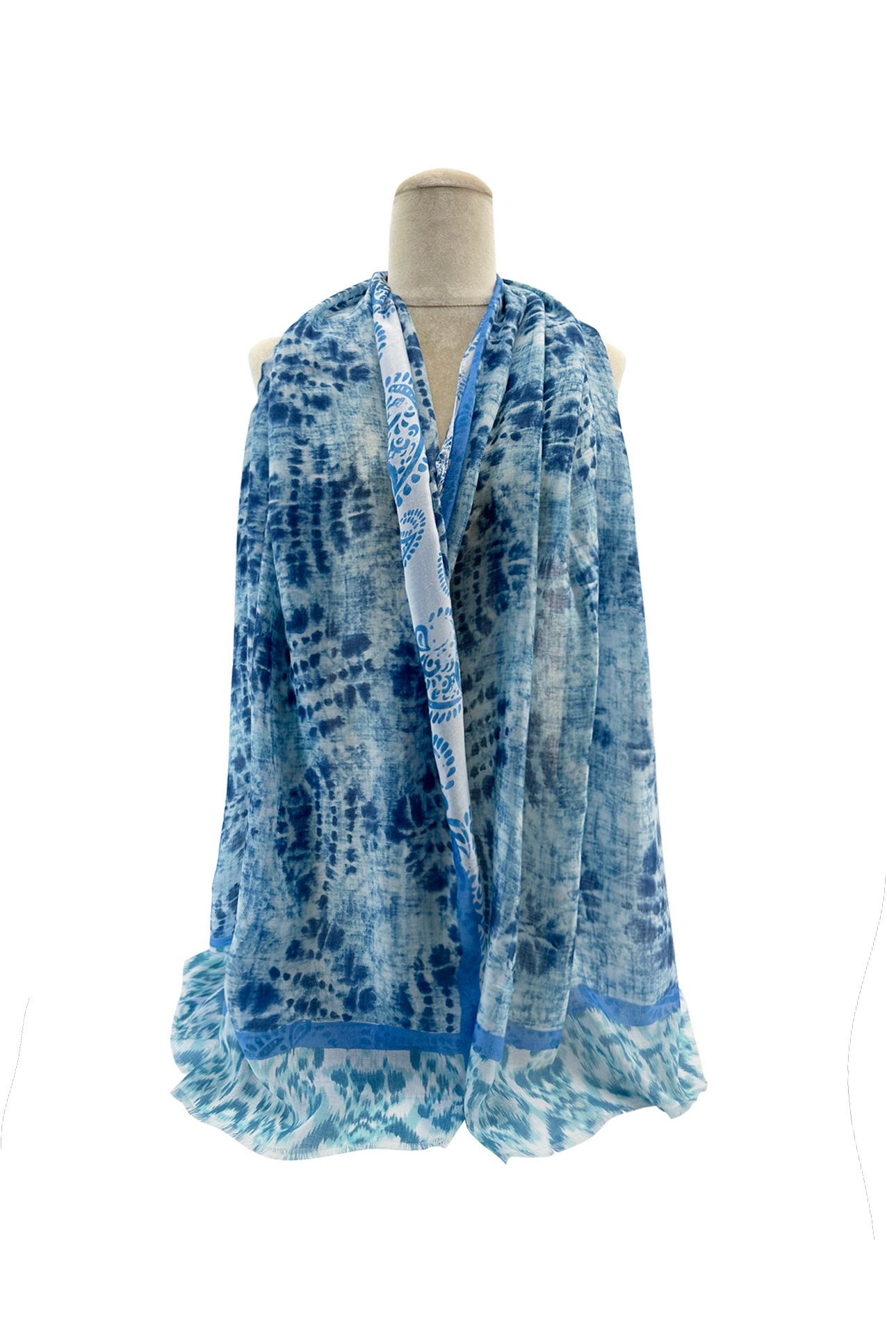 SF2495-045 Soft Cotton Blend Scarf with Abstract Art Design