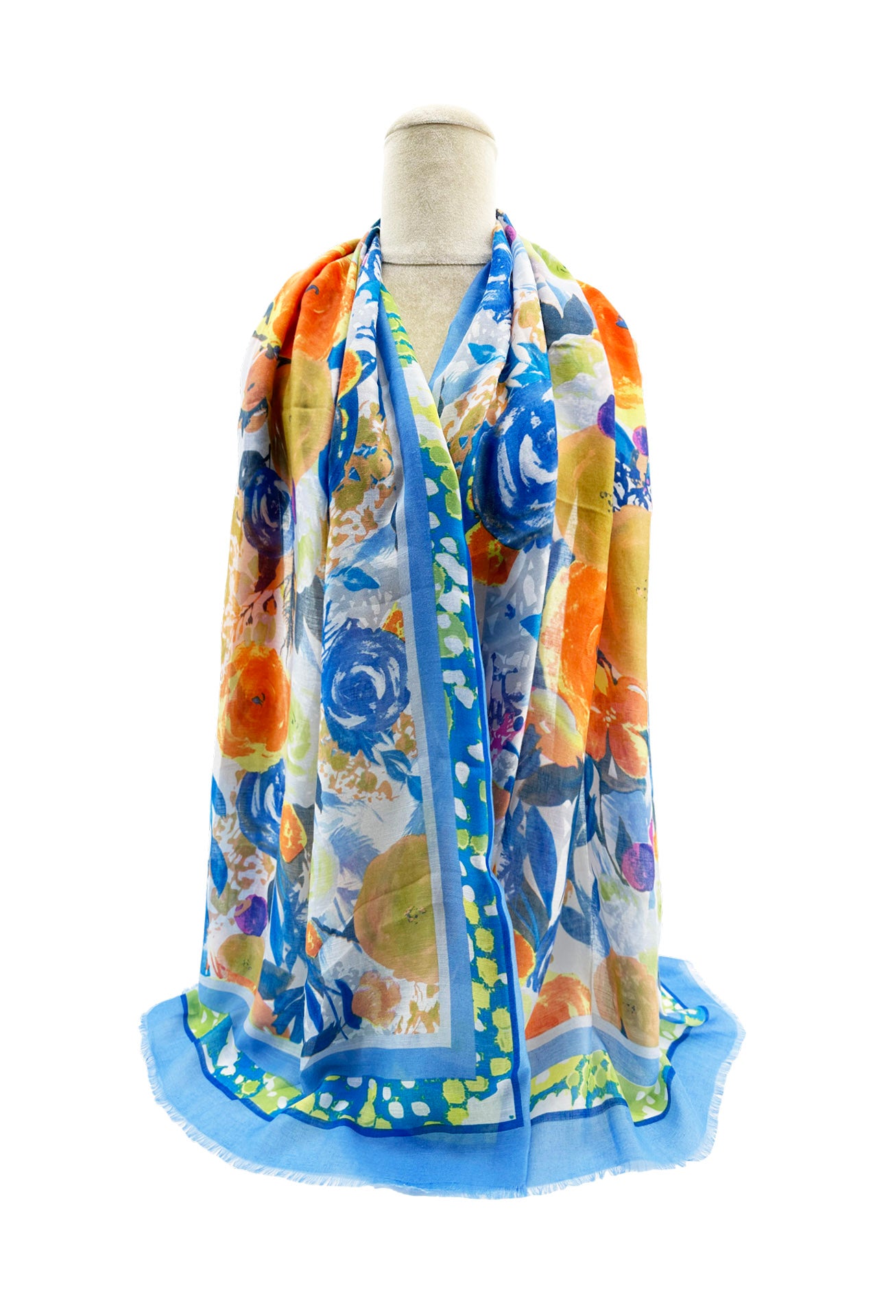 SF2495-061 Artistic Floral Colourful Canvas Print Soft Scarf