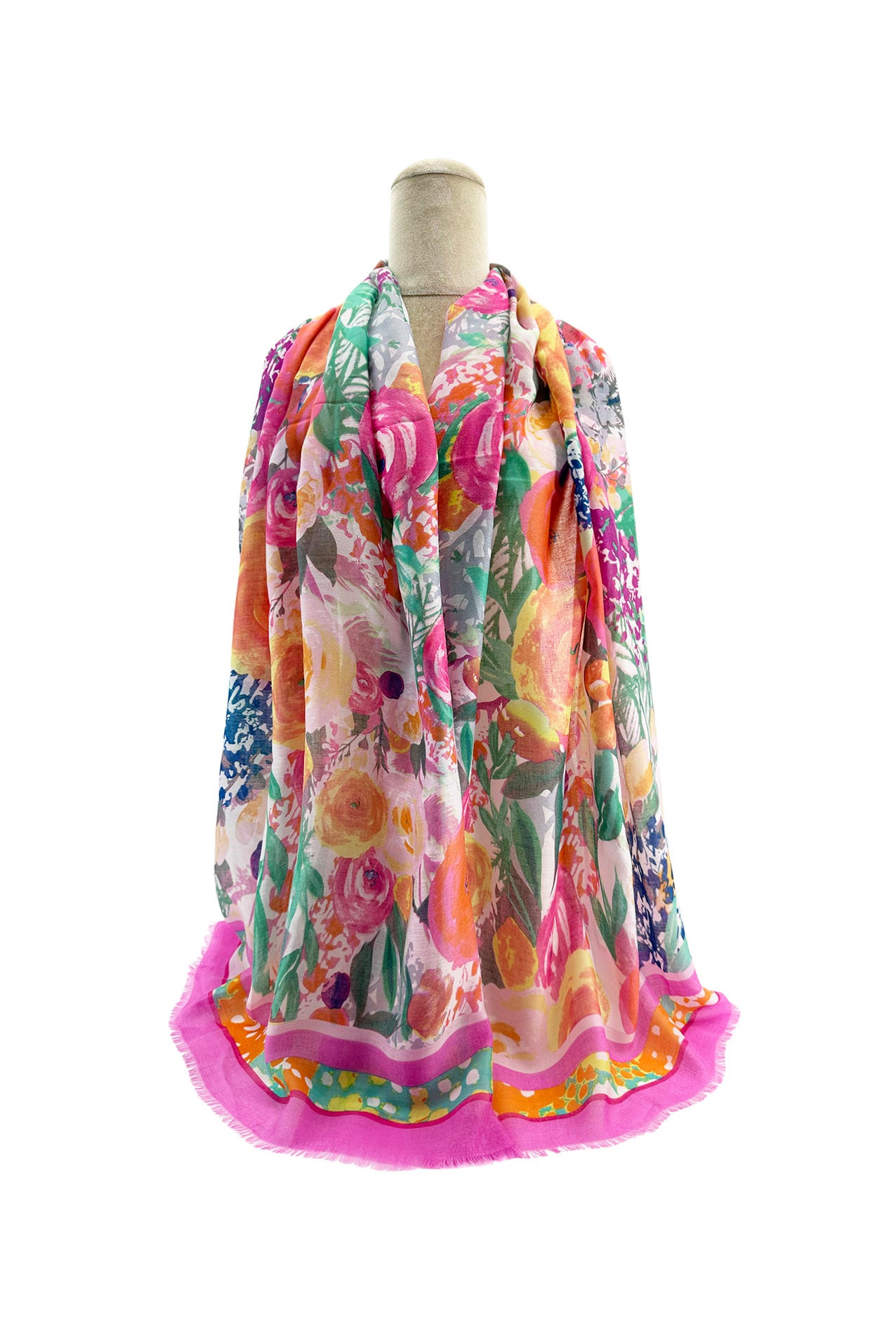 SF2495-061 Artistic Floral Colourful Canvas Print Soft Scarf